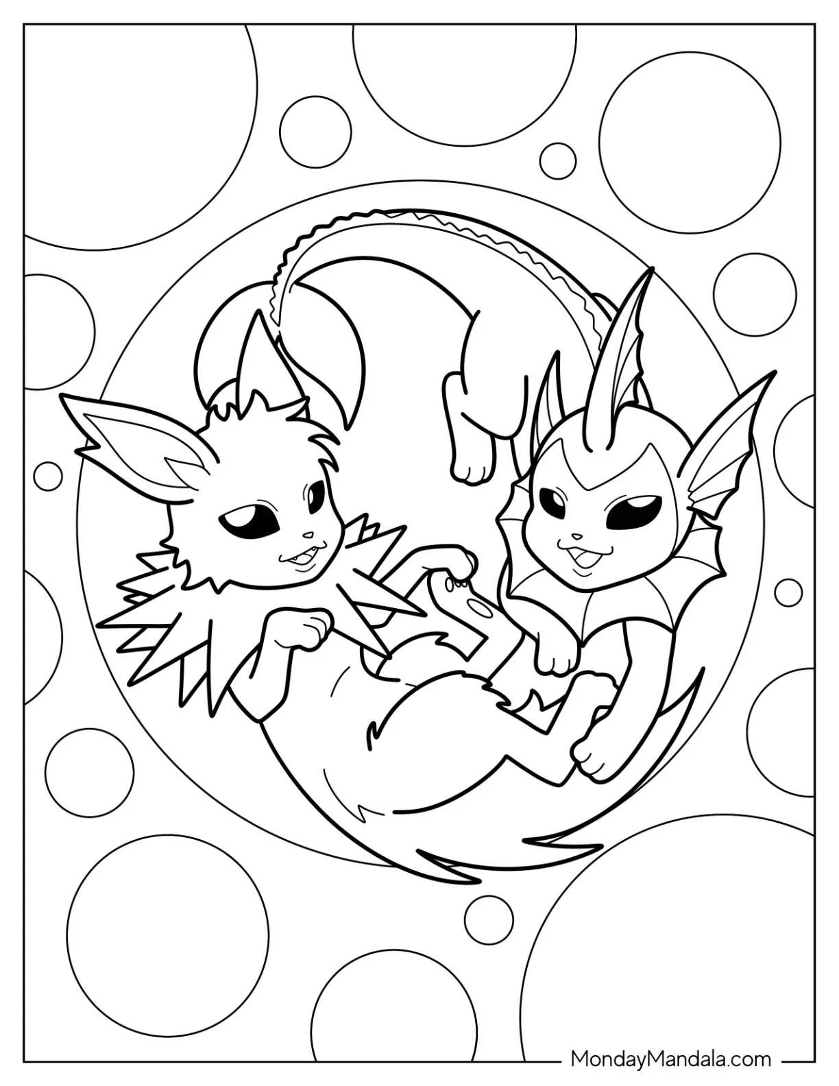 Jolteon Coloring Page Playing With Vaporeon coloring page