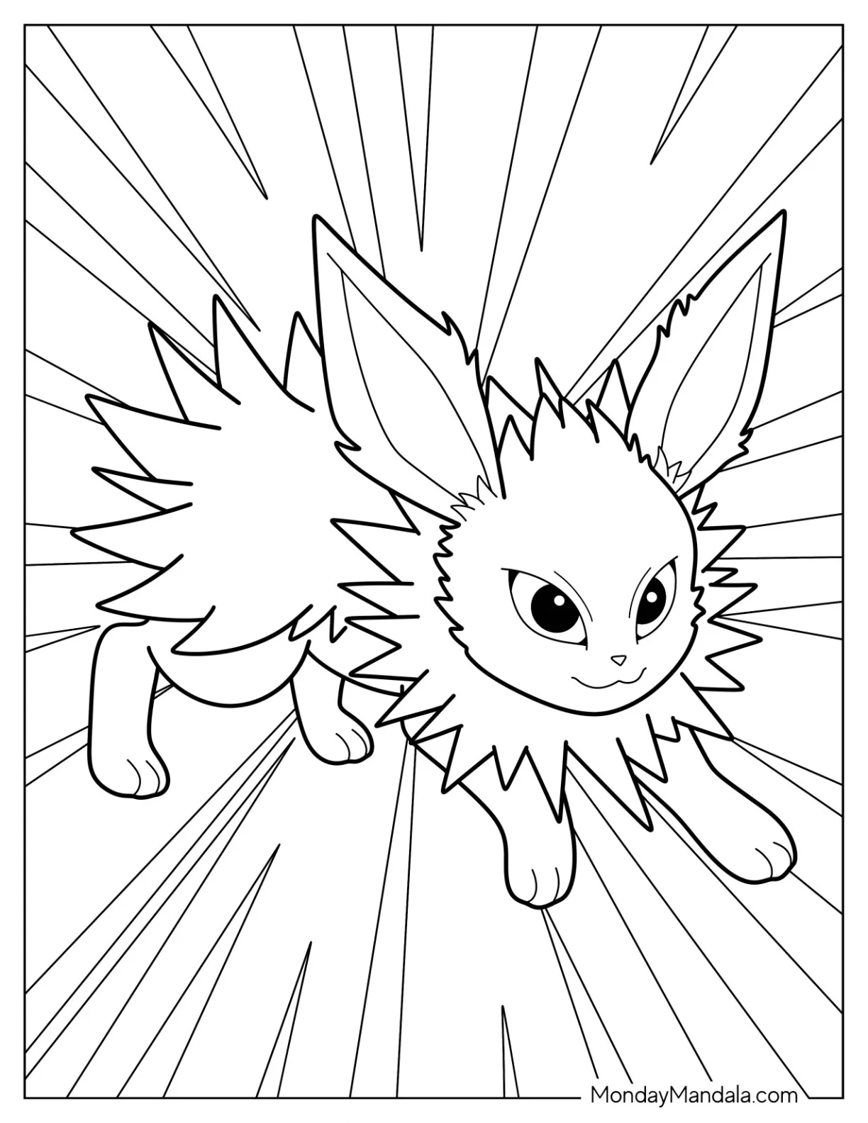 Smirking Jolteon Coloring Page In Fighting Stance coloring page