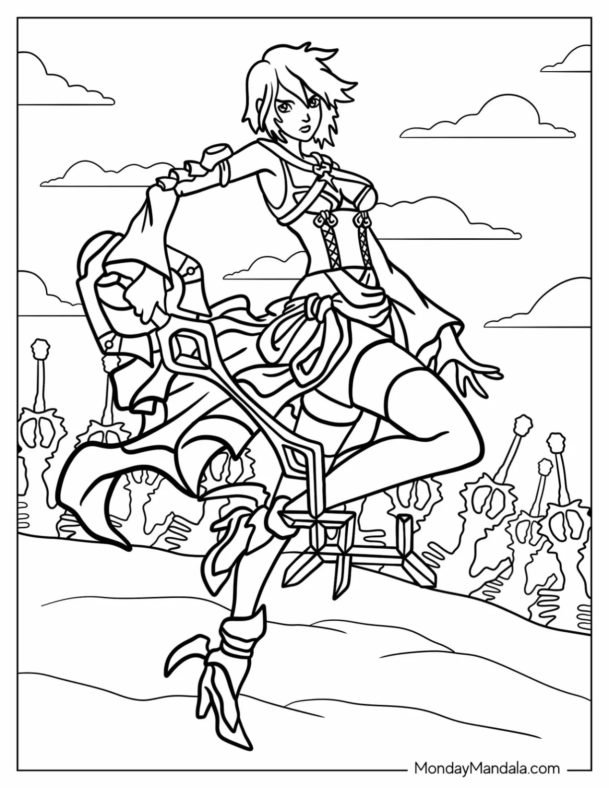 Kingdom Hearts Coloring Page Aqua coloring page — printable line art