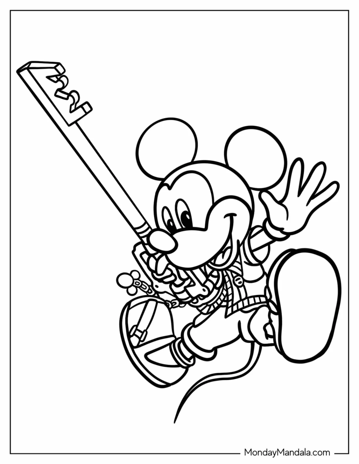 Kingdom Hearts Coloring Page Mickey Mouse Holding A Keyblade For Preschoolers coloring page