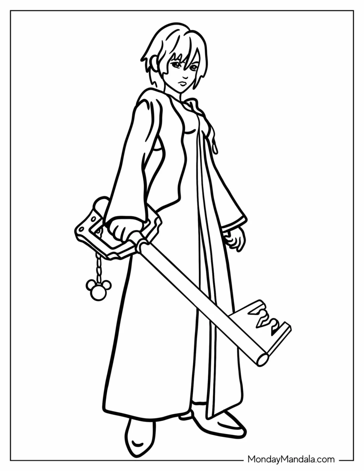 Kingdom Hearts Coloring Page Xion With His Keyblade coloring page