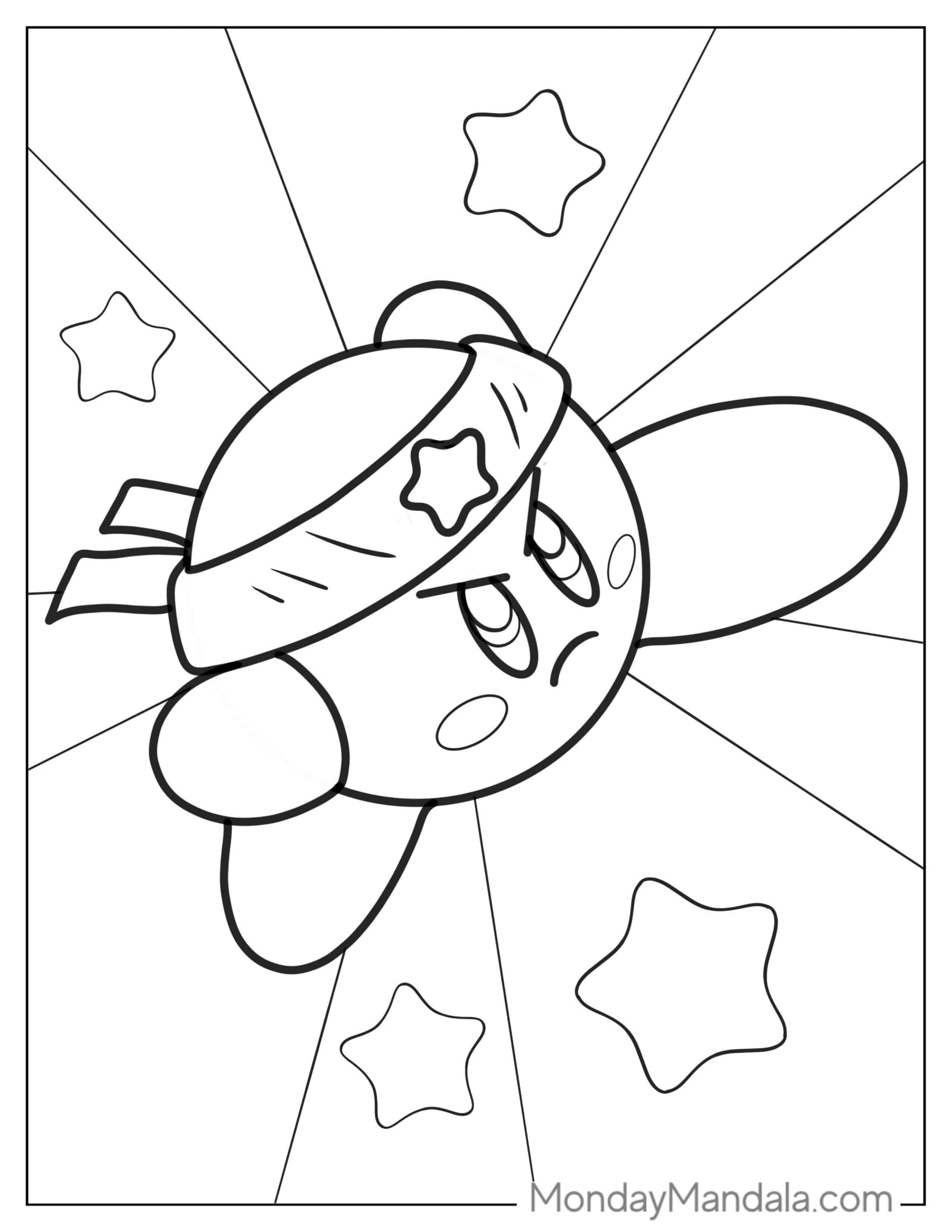 Coloring Page Of Ninja Kirby For Kids coloring page