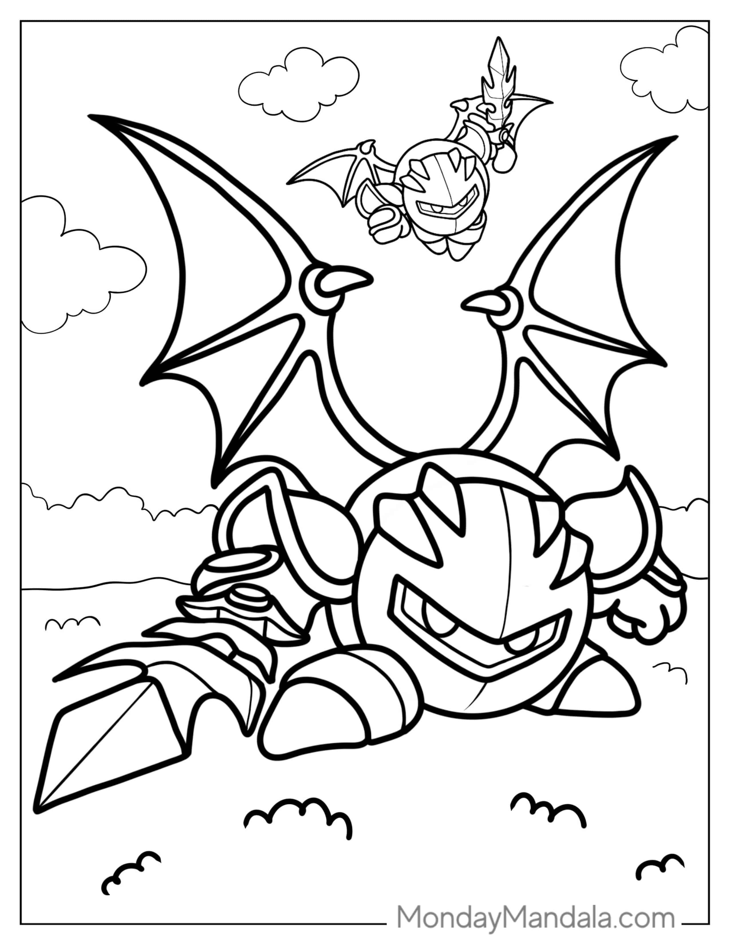 Coloring Picture Of Kirby Meta Knight coloring page