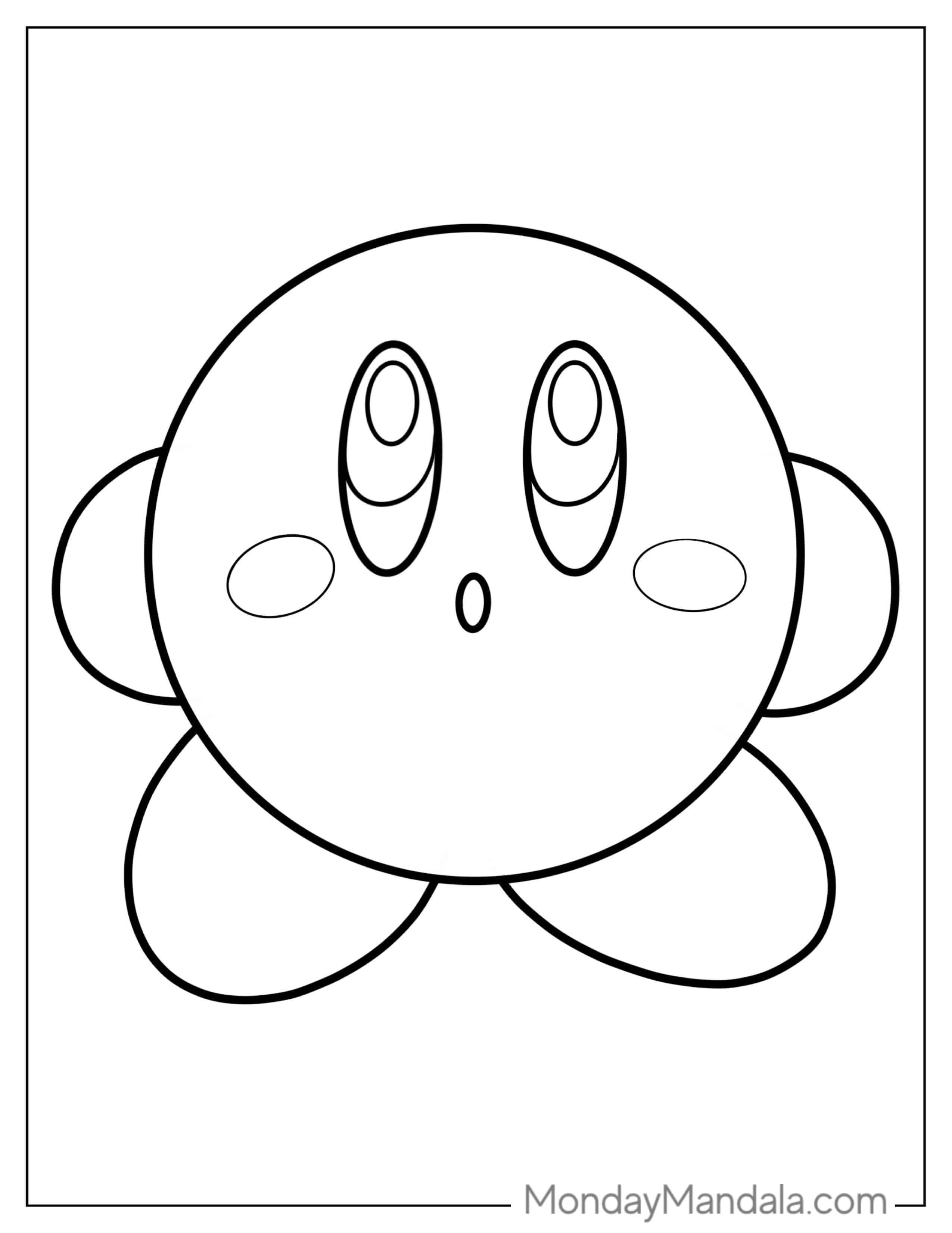 Easy Outline Of Kirby To Color For Kids coloring page