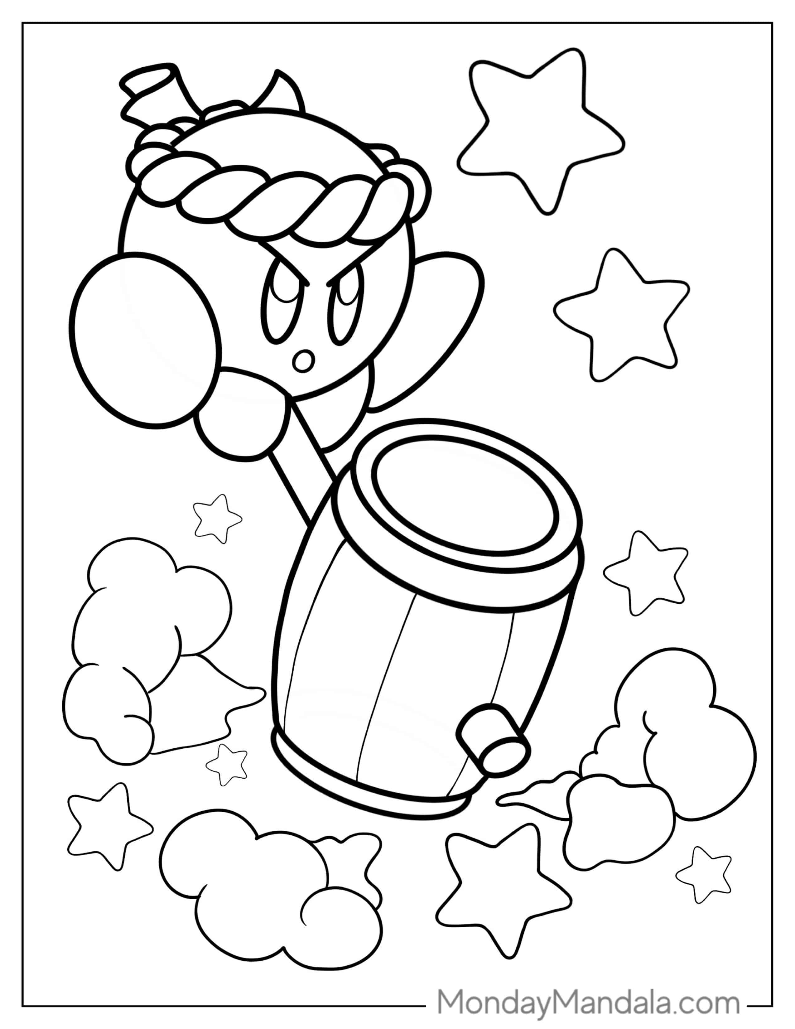 Hammer Kirby Coloring Page coloring page