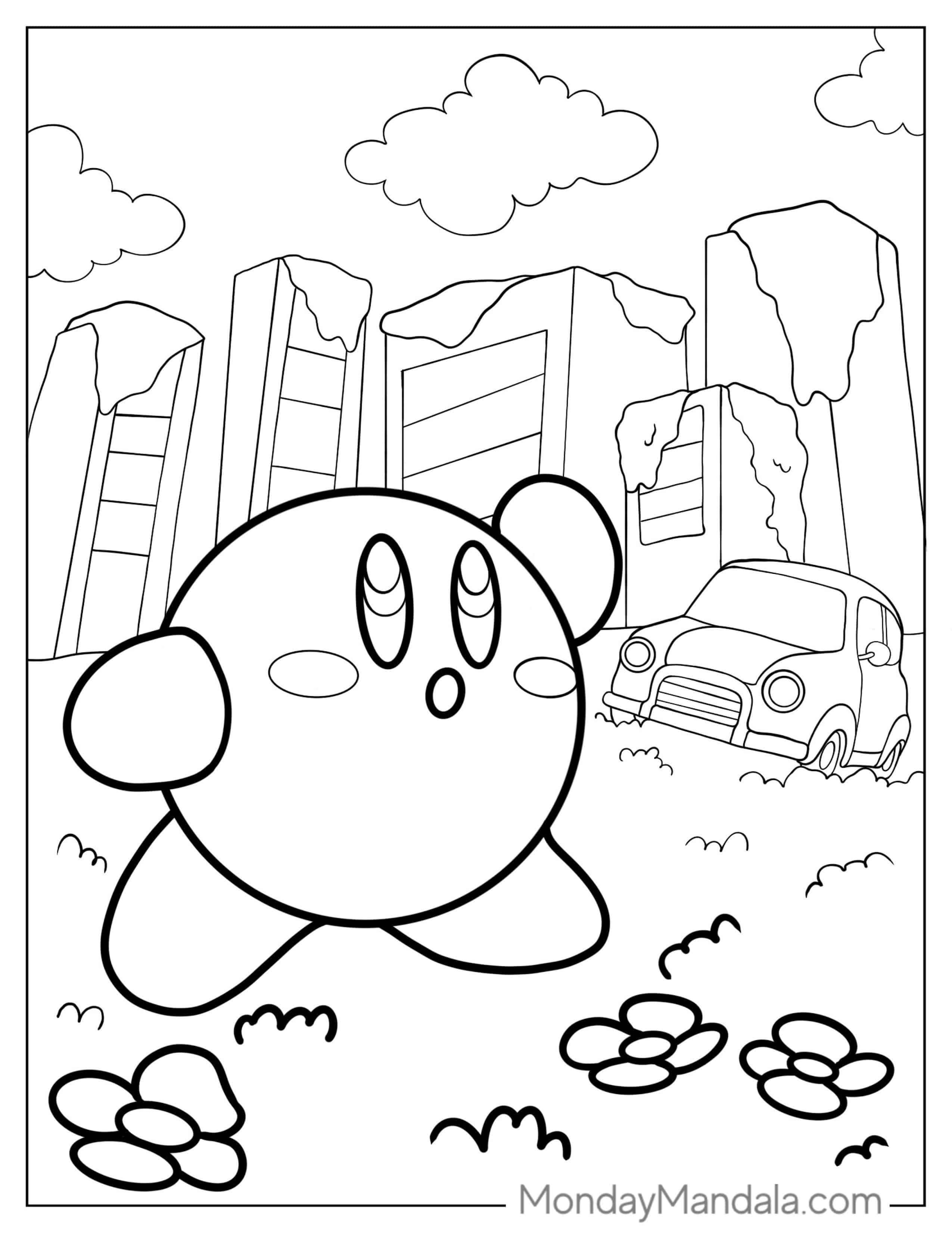Kirby In Wasteland City coloring page