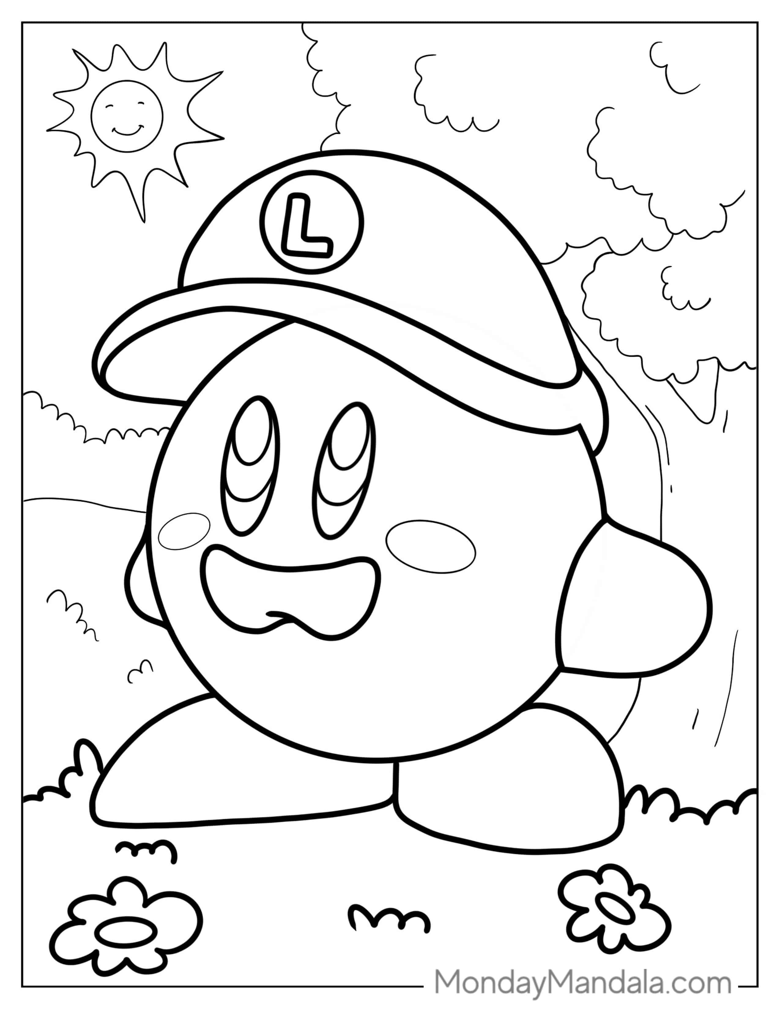 Luigi Kirby Coloring Page coloring page