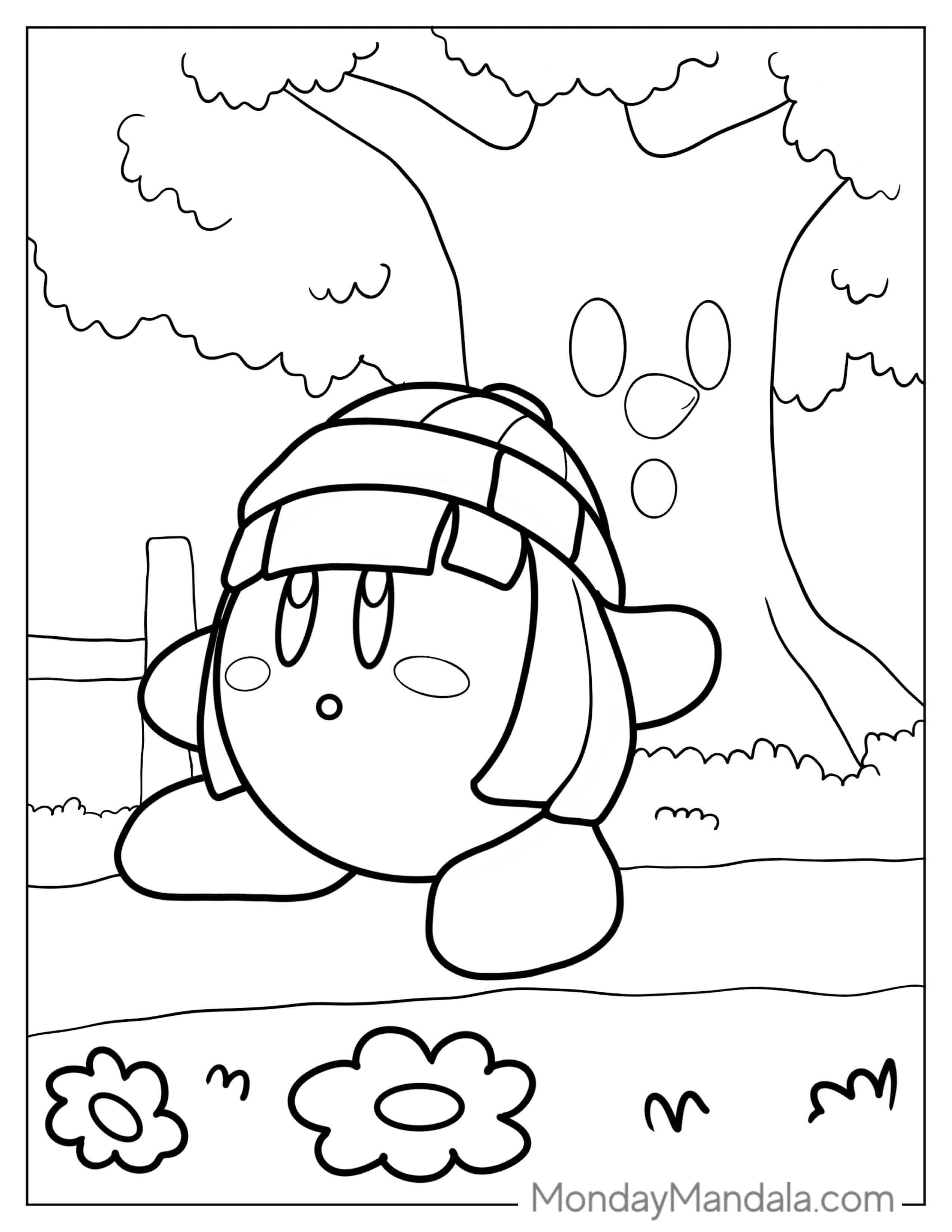 Min Min Kirby And Whispy Woods Coloring Sheet coloring page