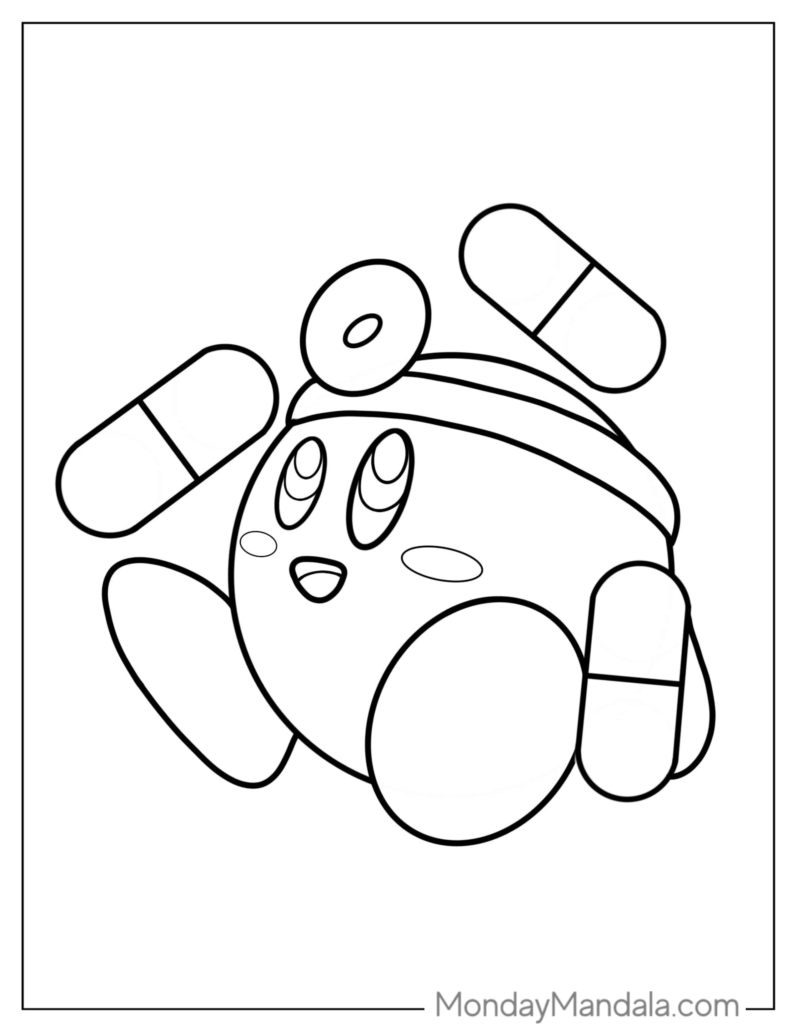 Simple Outline Of Doctor Kirby coloring page