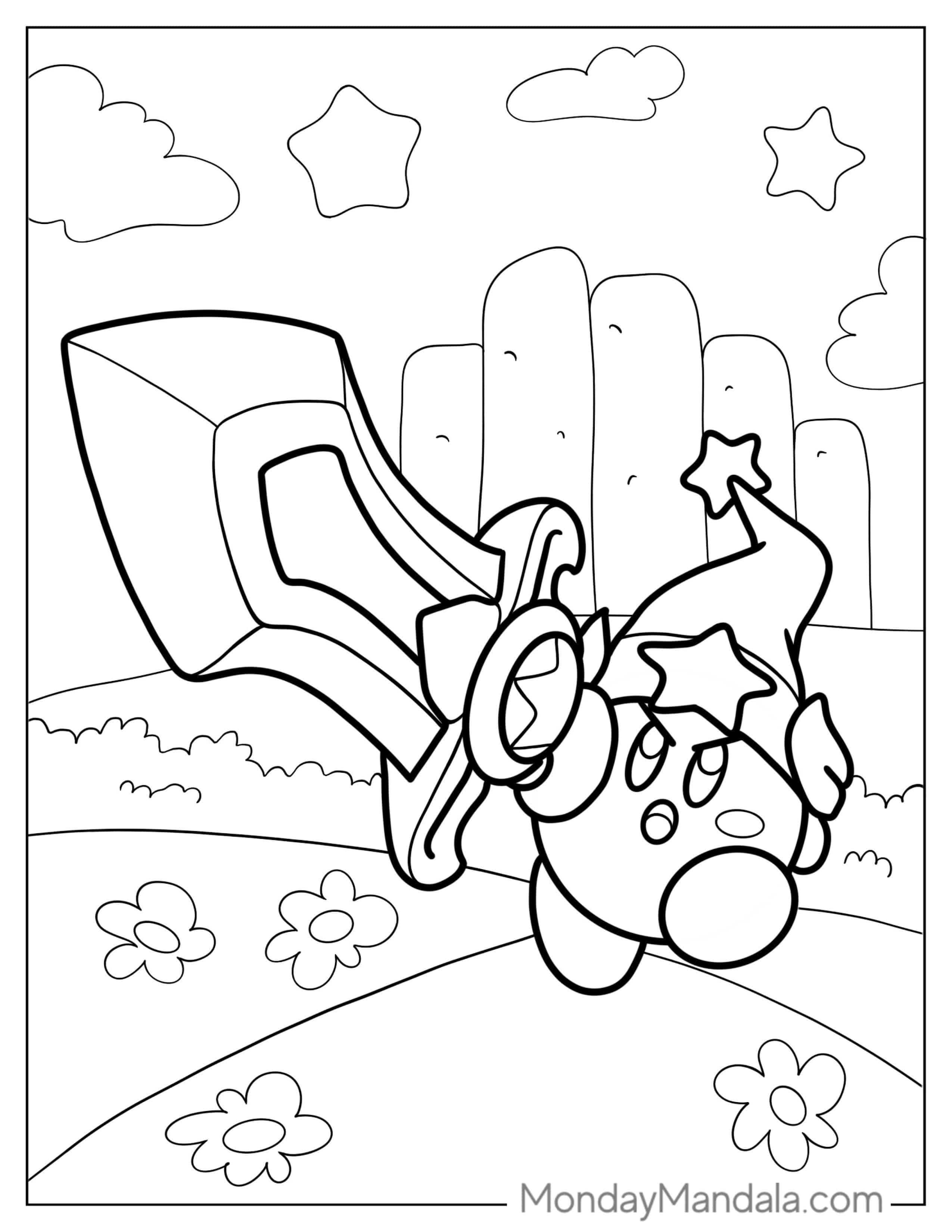 Ultra Sword Kirby Coloring Page coloring page