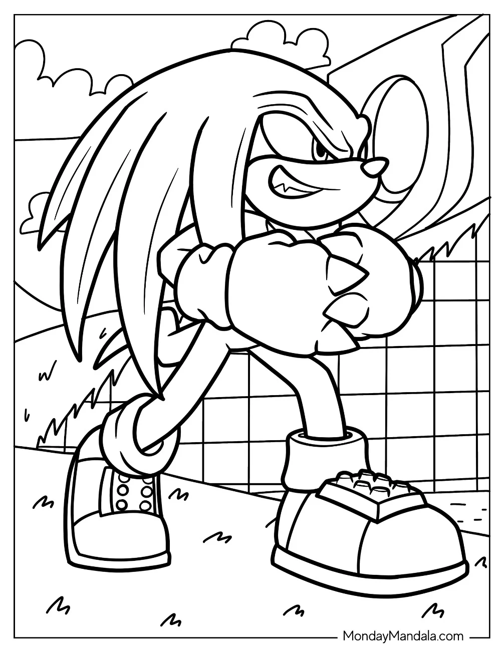 Detailed Smirking Knuckles Coloring Page coloring page