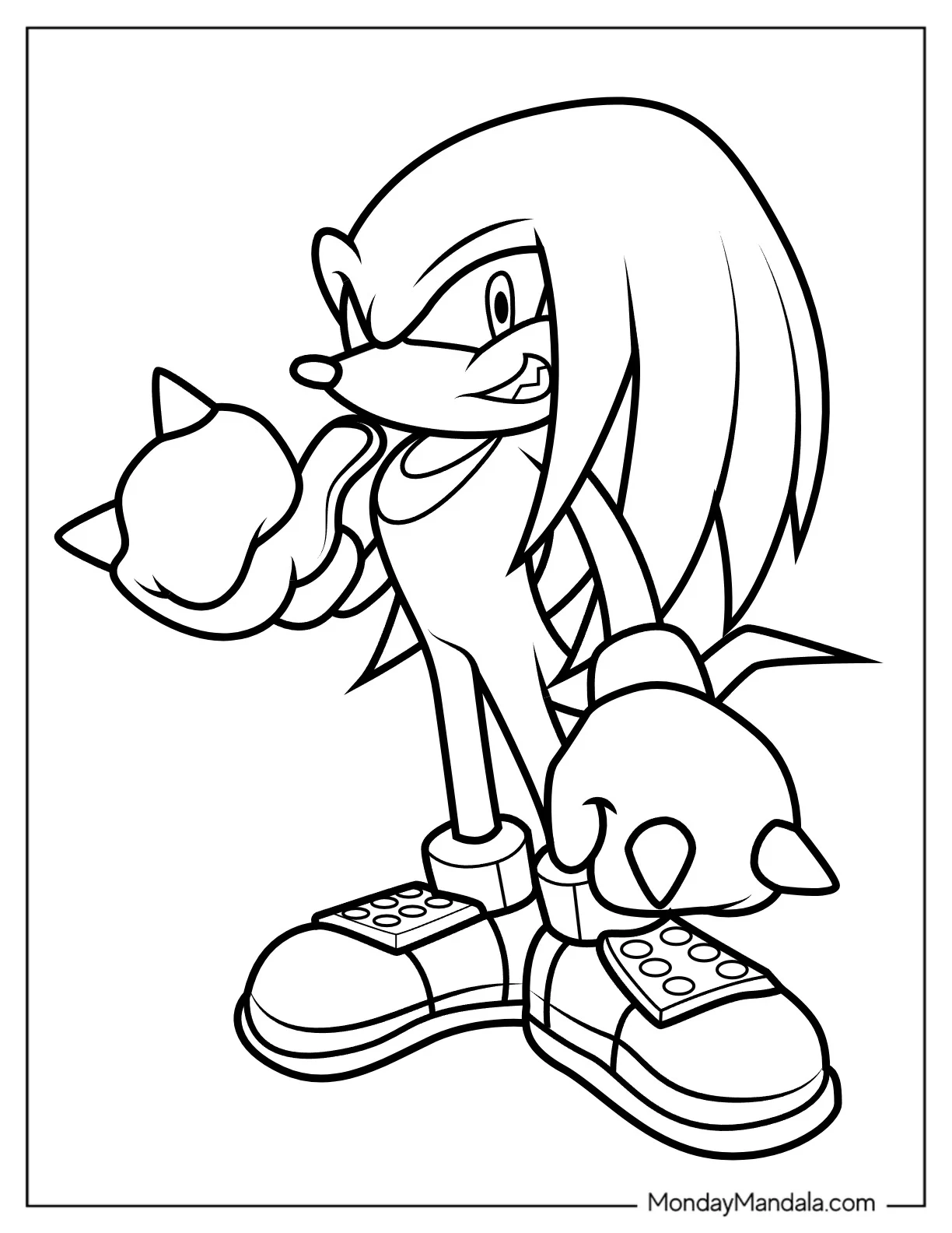 Easy Outline Of Knuckles Coloring Page coloring page