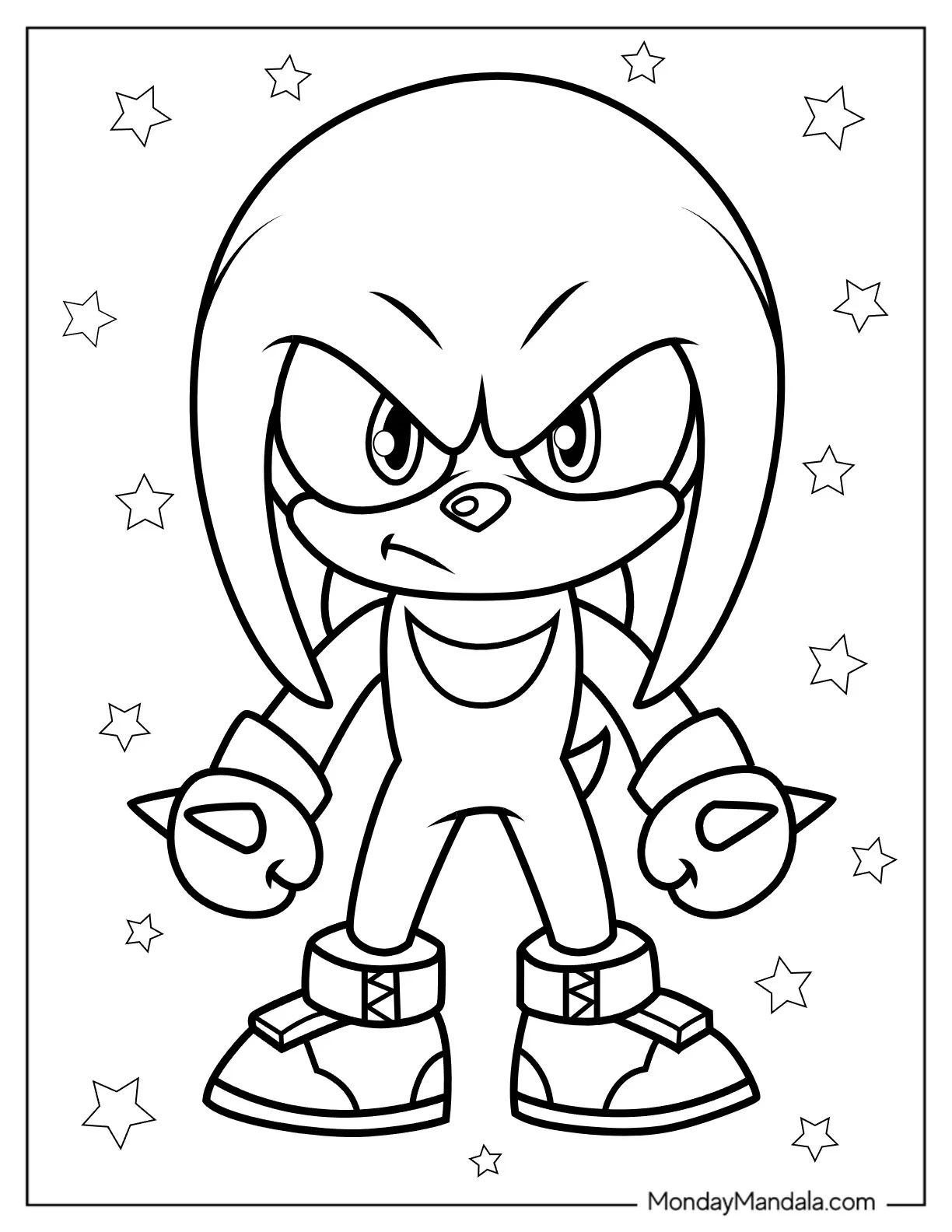 Kawaii Knuckles Coloring Page For Preschoolers coloring page