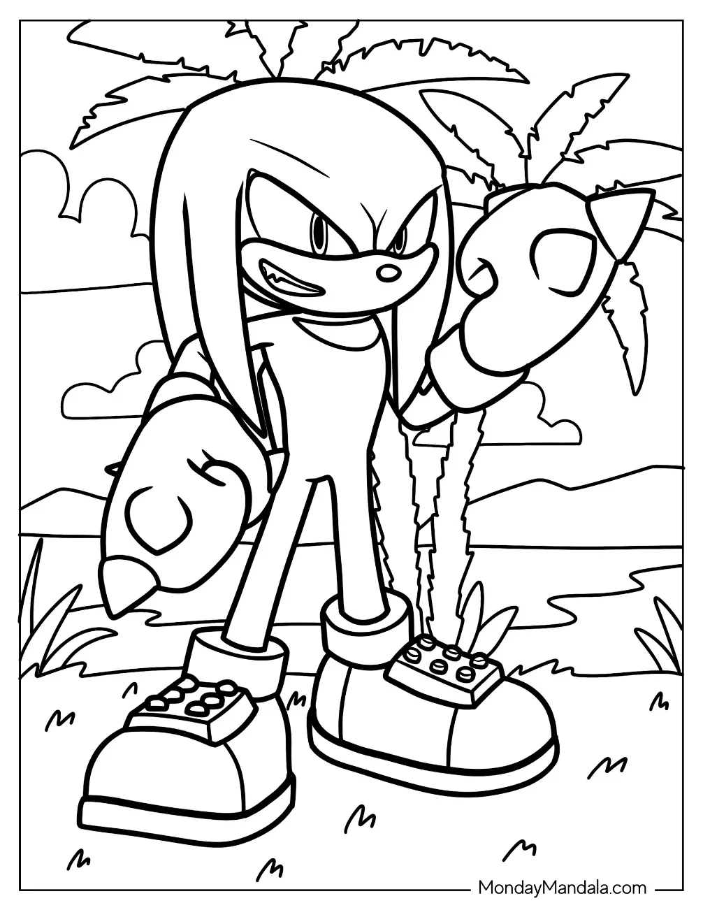 Knuckles Coloring Page In Angel Island coloring page