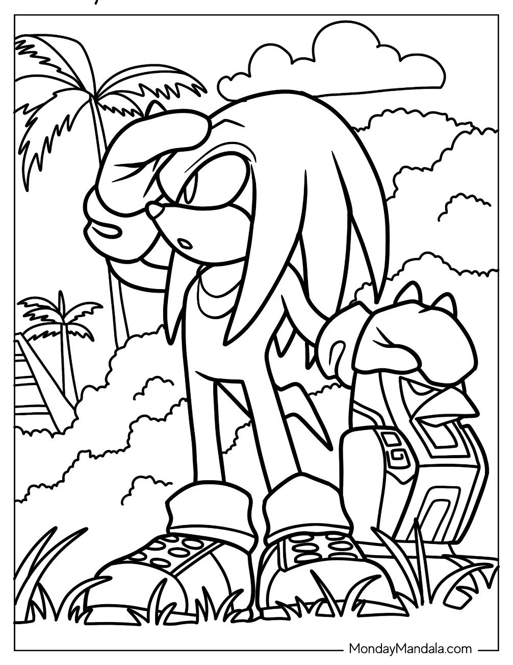 Knuckles Coloring Page Outside Of The Mystic Temple coloring page