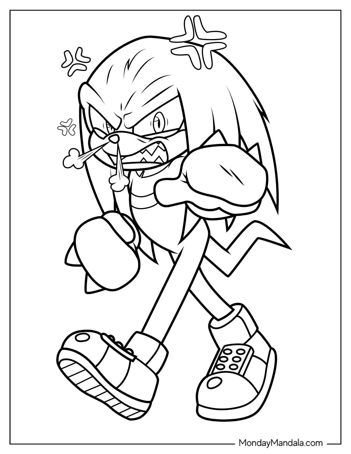 Knuckles Coloring Page With Nose Flaring coloring page