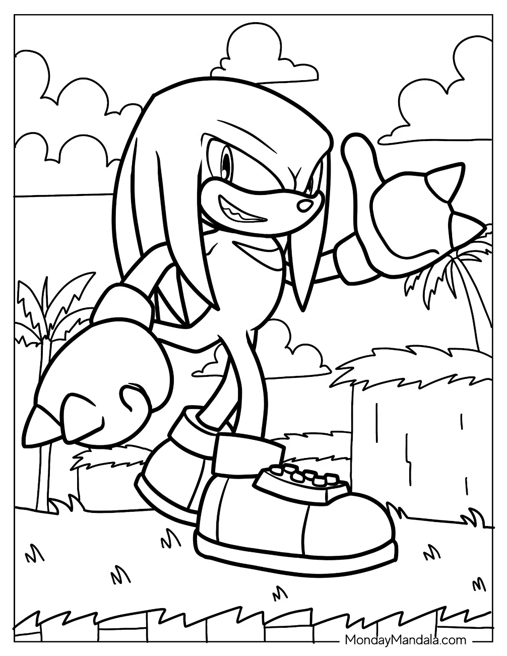 Knuckles Coloring Page With Thumb Up Coloring Page coloring page