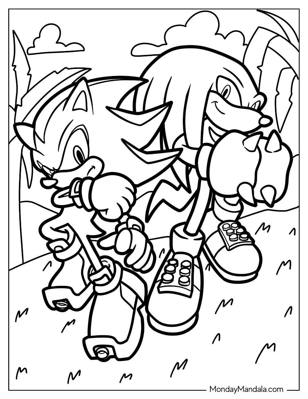 Sonic And Knuckles Coloring Page coloring page