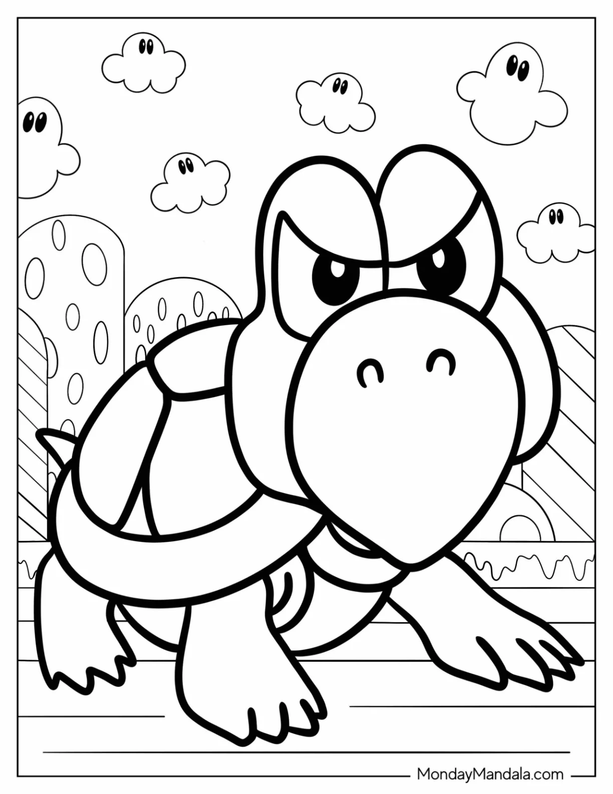 Angry Koopa Troopa Coloring Page For Preschoolers coloring page