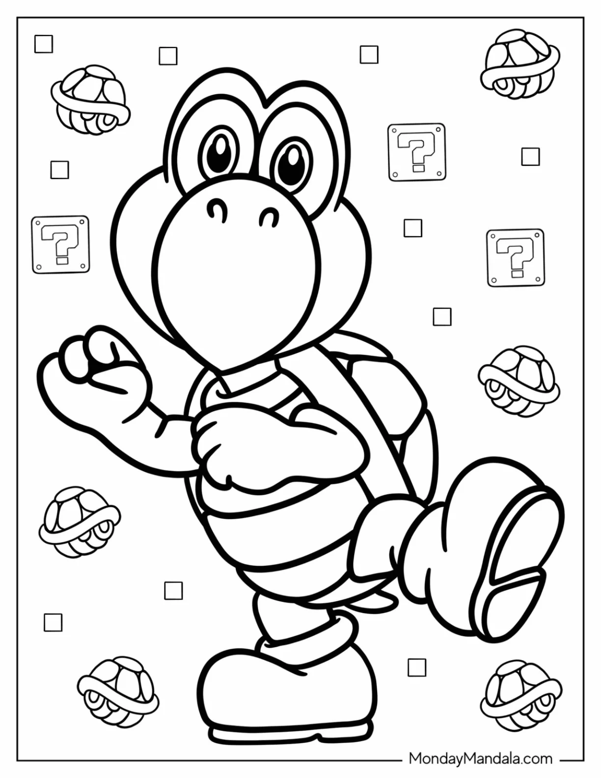 Dancing Koopa Troopa Coloring Page For Kids coloring page