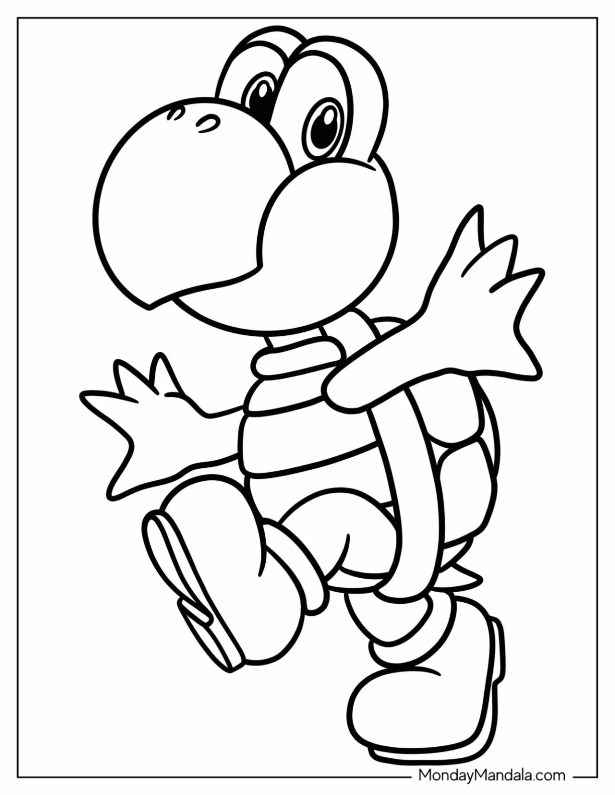 Easy Koopa Troopa Coloring Page Outline For Kids coloring page