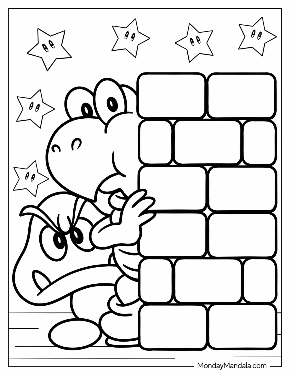 Goomba And Koopa Troopa Coloring Page Hiding Behind A Wall coloring page