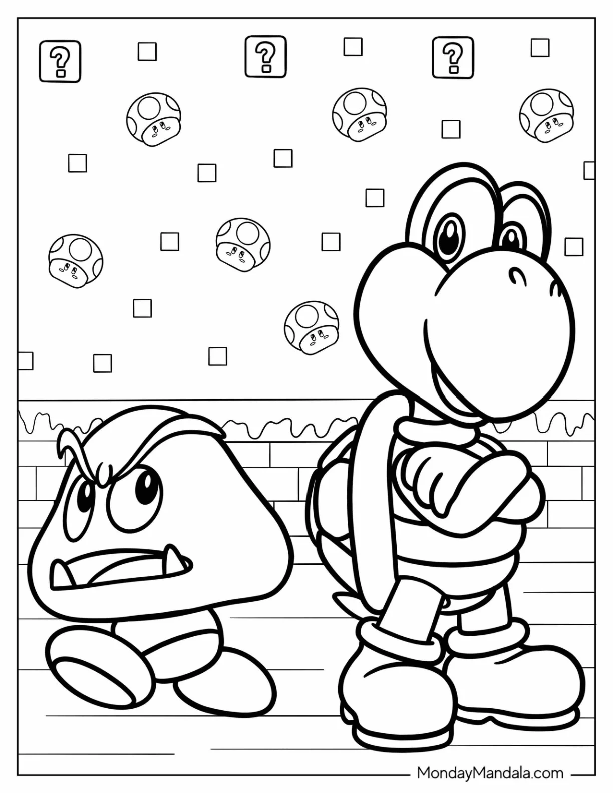 Goomba With Koopa Troopa Coloring Page coloring page