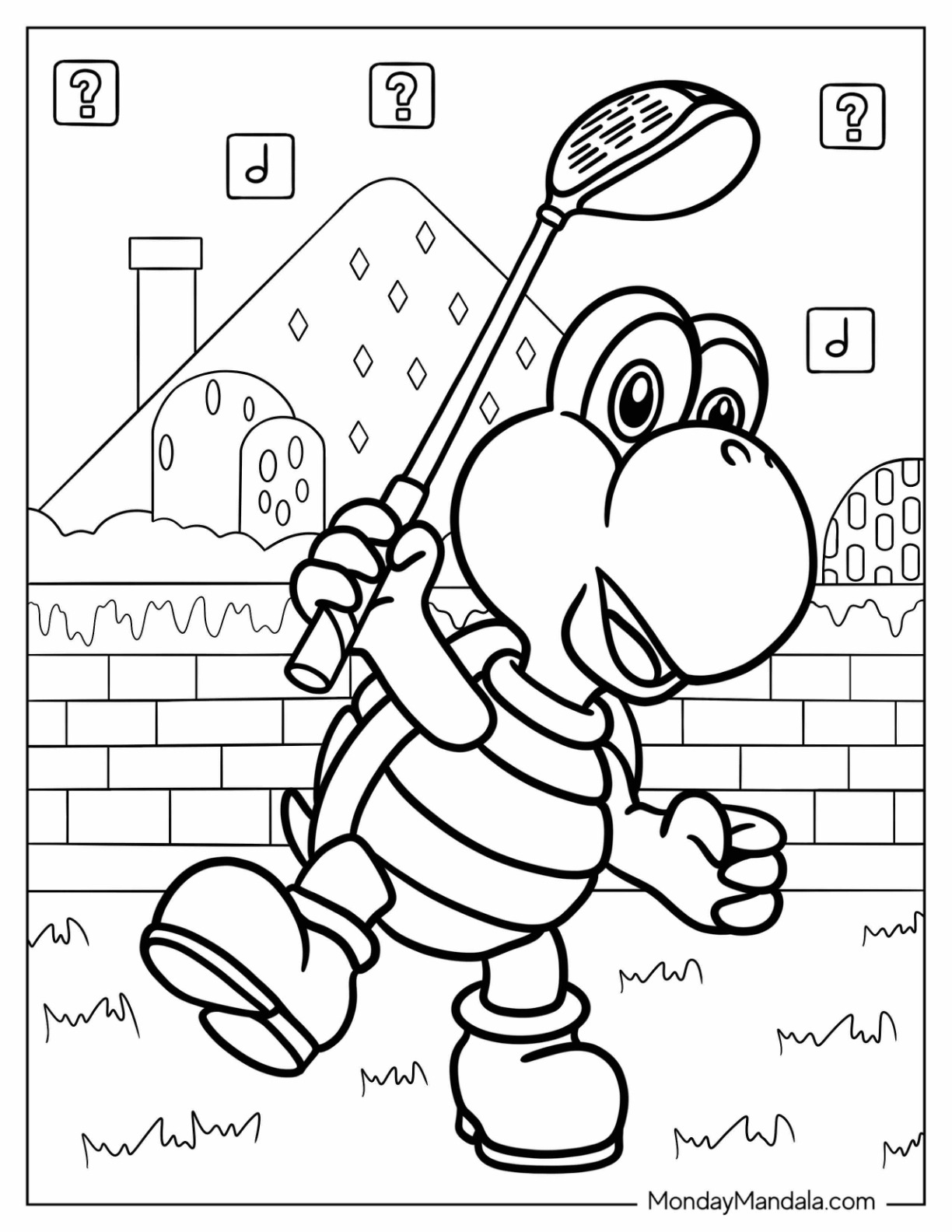 Koopa Troopa Coloring Page Playing Golf coloring page — printable line art