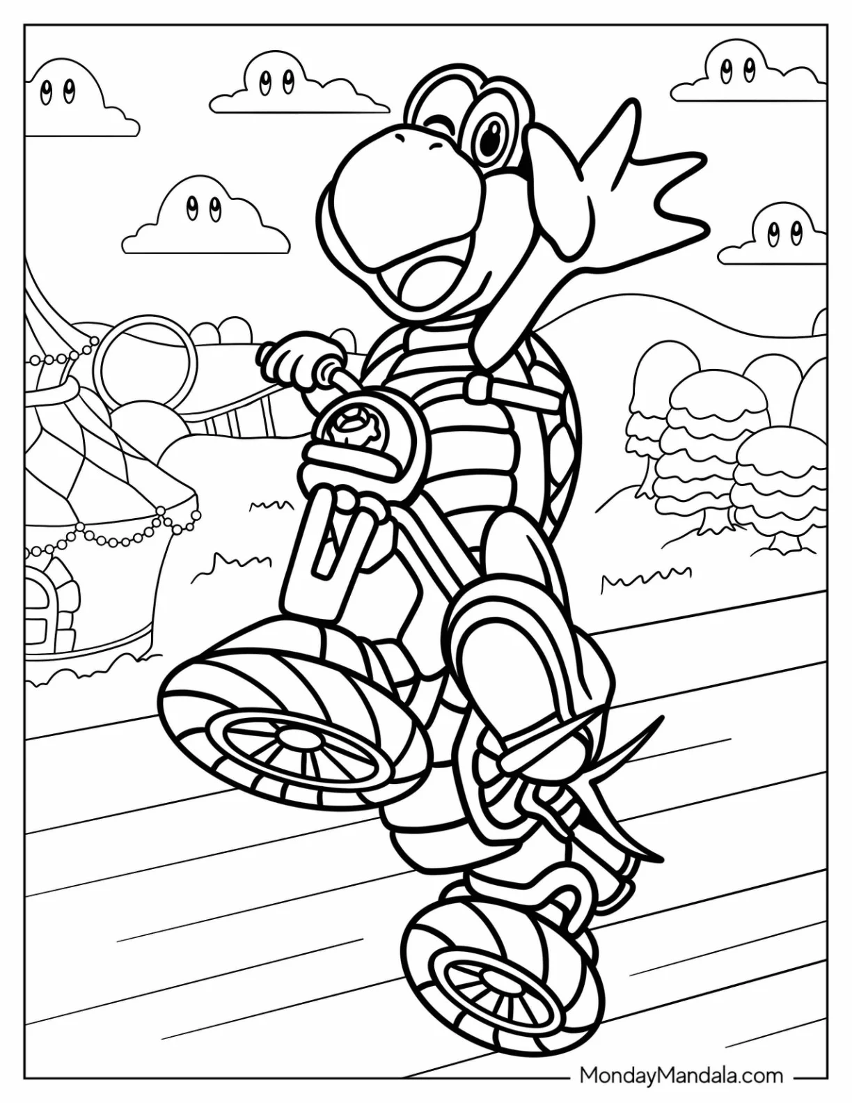Koopa Troopa Coloring Page Racing In Mario Kart coloring page