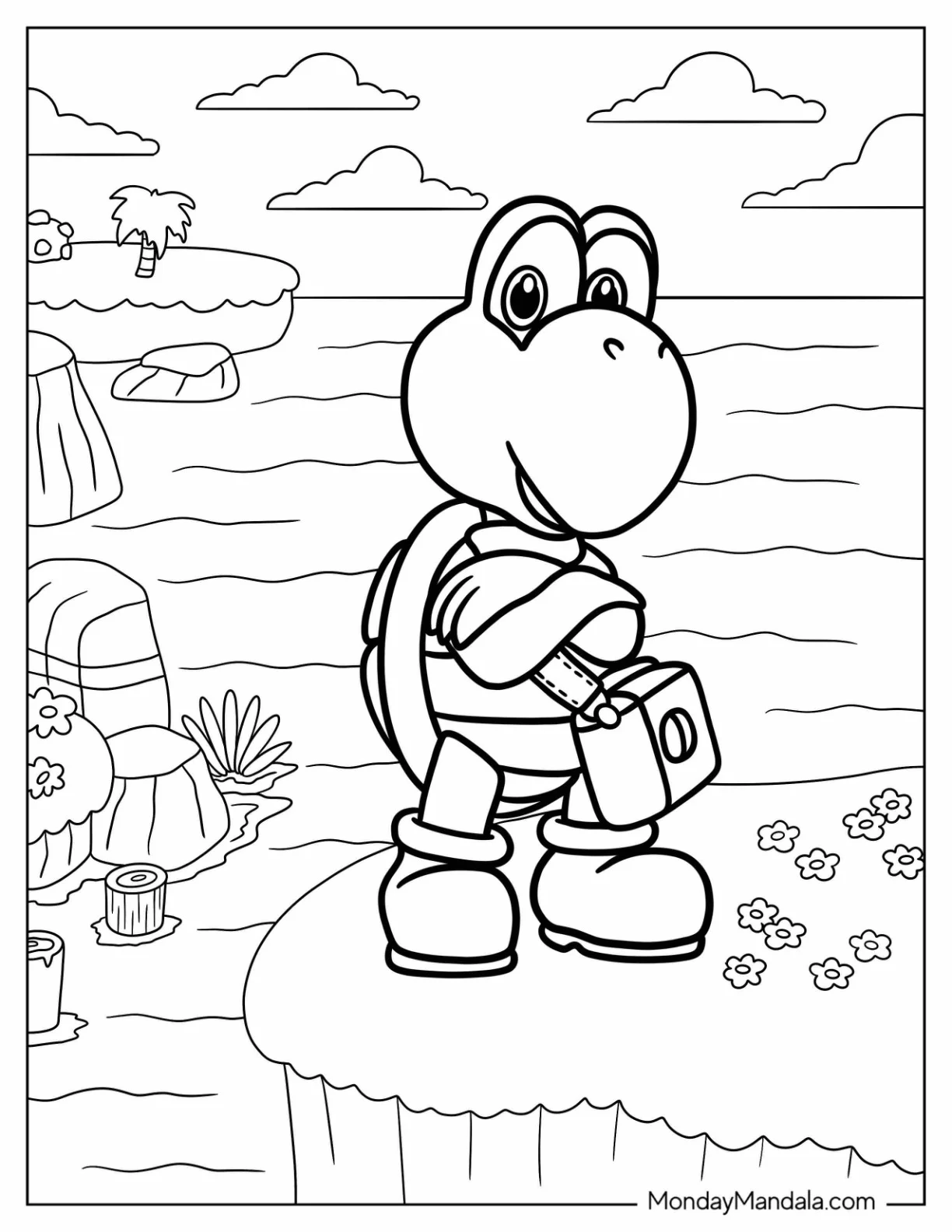 Koopa Troopa Coloring Page Standing On A Cliff coloring page