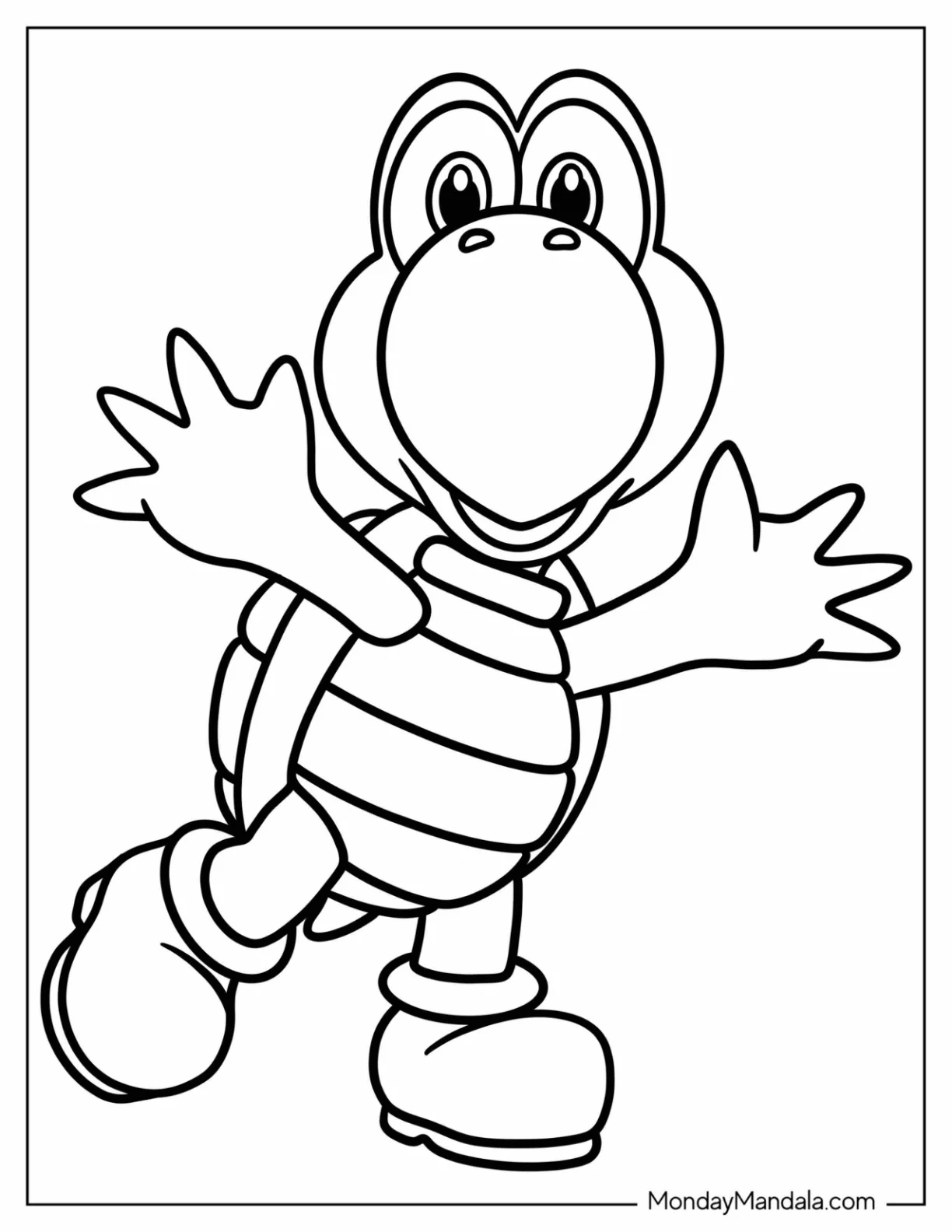Simple Koopa Troopa Coloring Page For Preschoolers coloring page