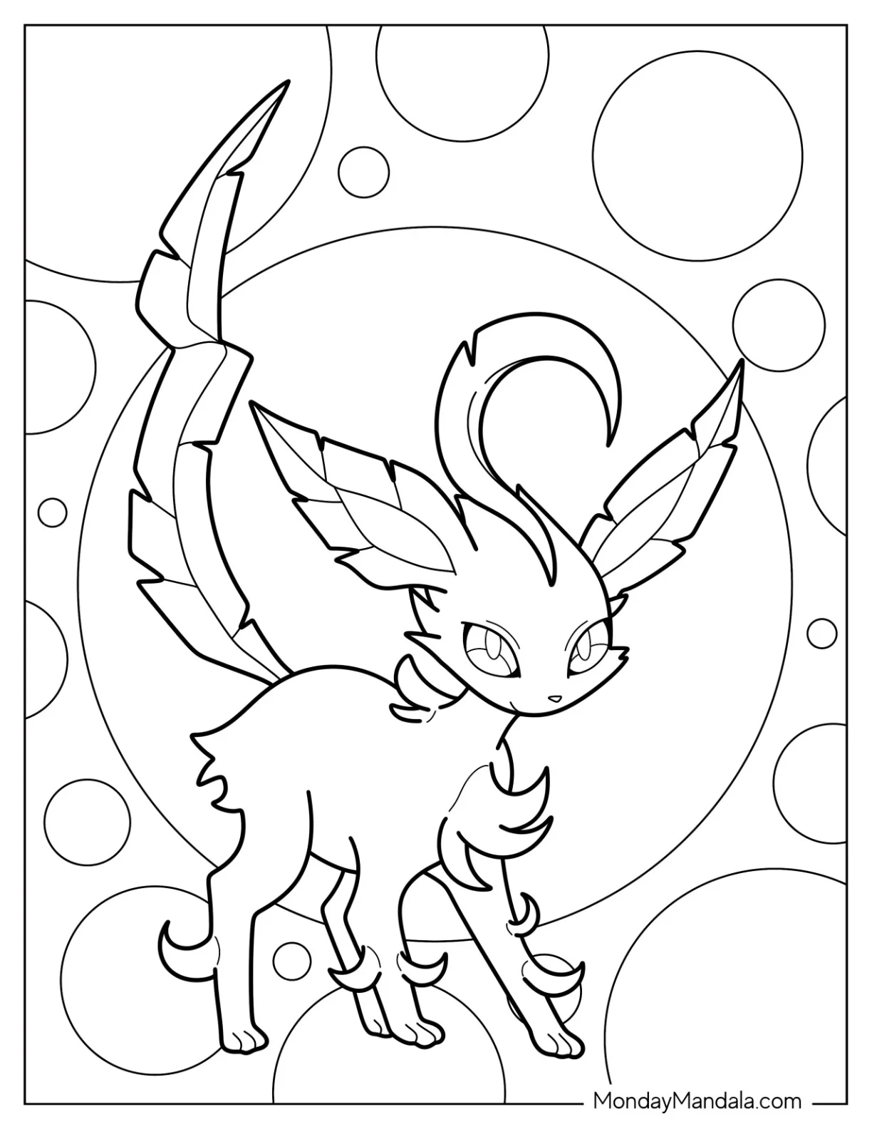 Easy Leafeon Spring Evolution Coloring Sheet coloring page
