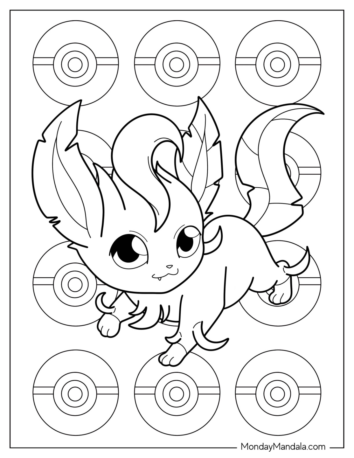 Kawaii Chibi Leafeon Coloring Sheet For Preschoolers coloring page
