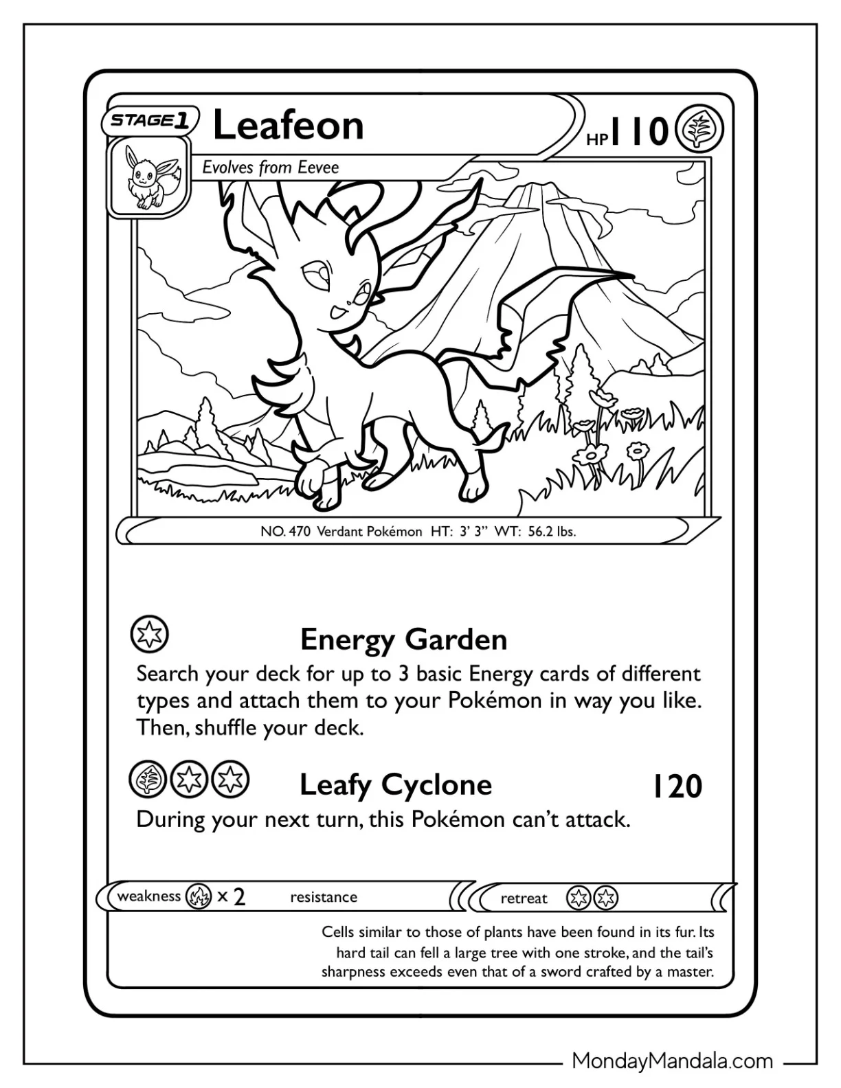 Leafeon Leafy Cyclone Pokemon Card coloring page