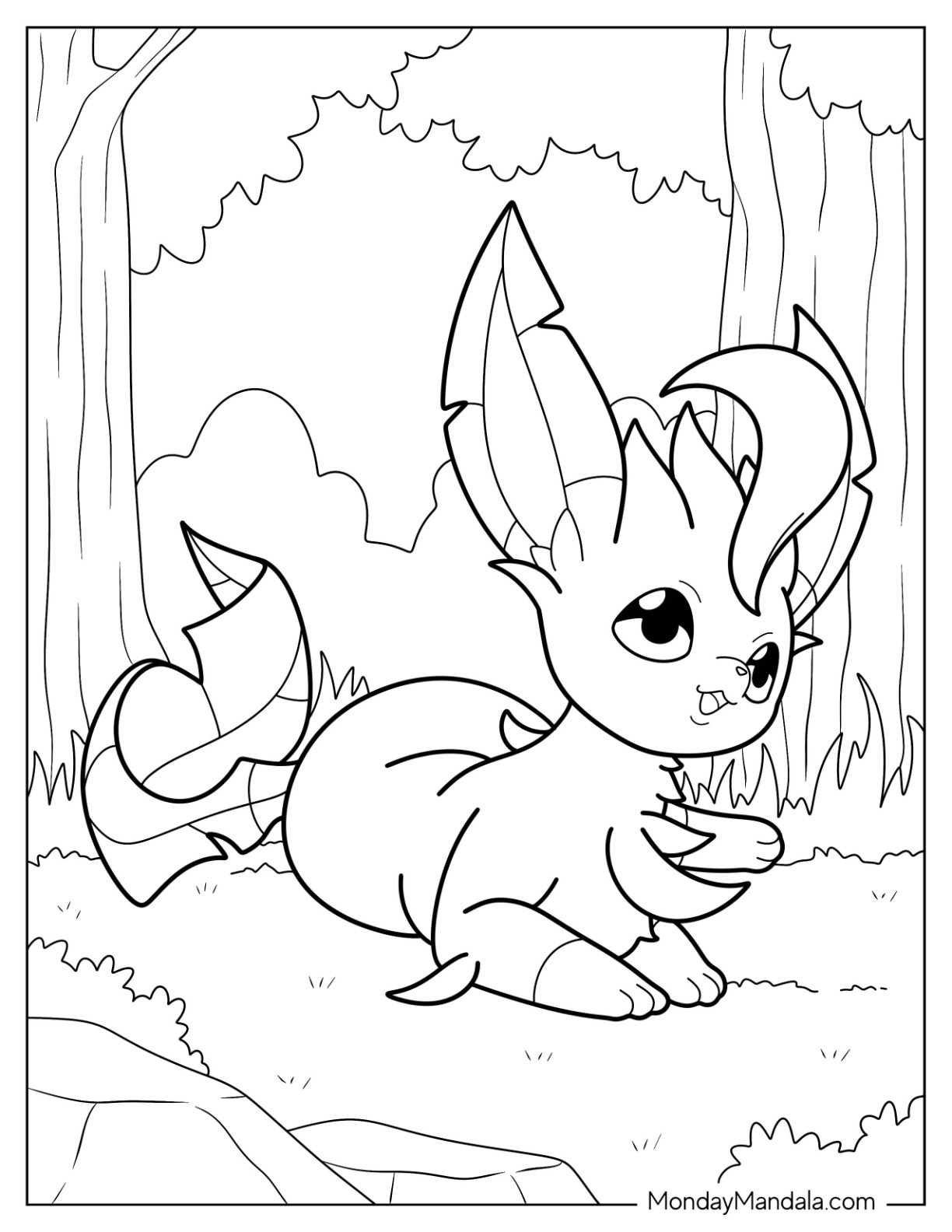 Leafeon Resting On The Grass Coloring Sheet coloring page