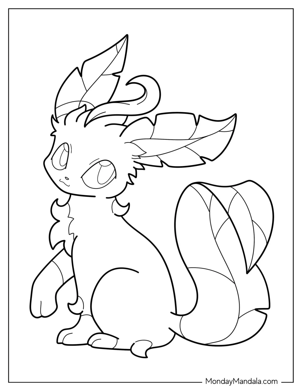 Simple Leafeon Outline Coloring Page For Kids coloring page
