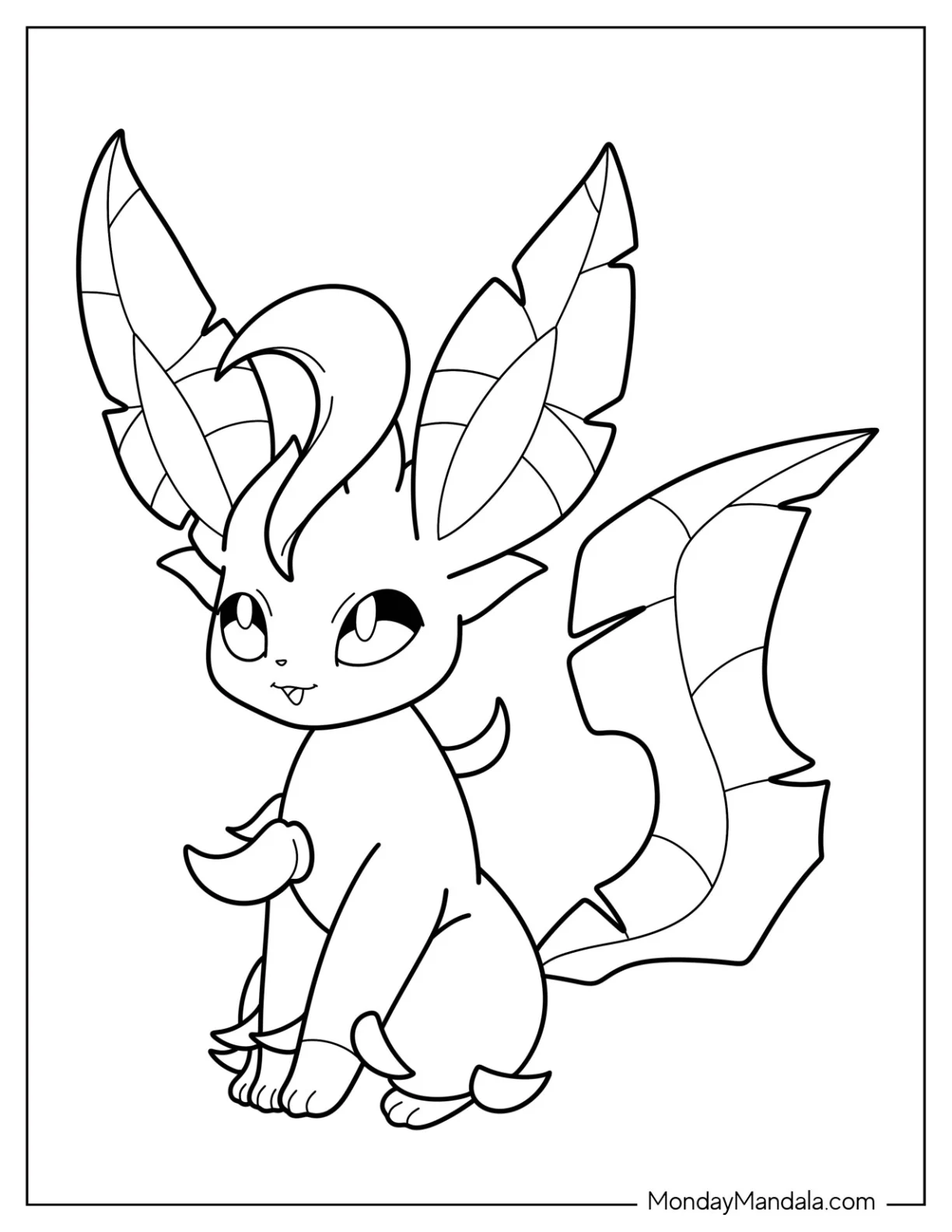 Smiling Leafeon Coloring Page For Kids coloring page