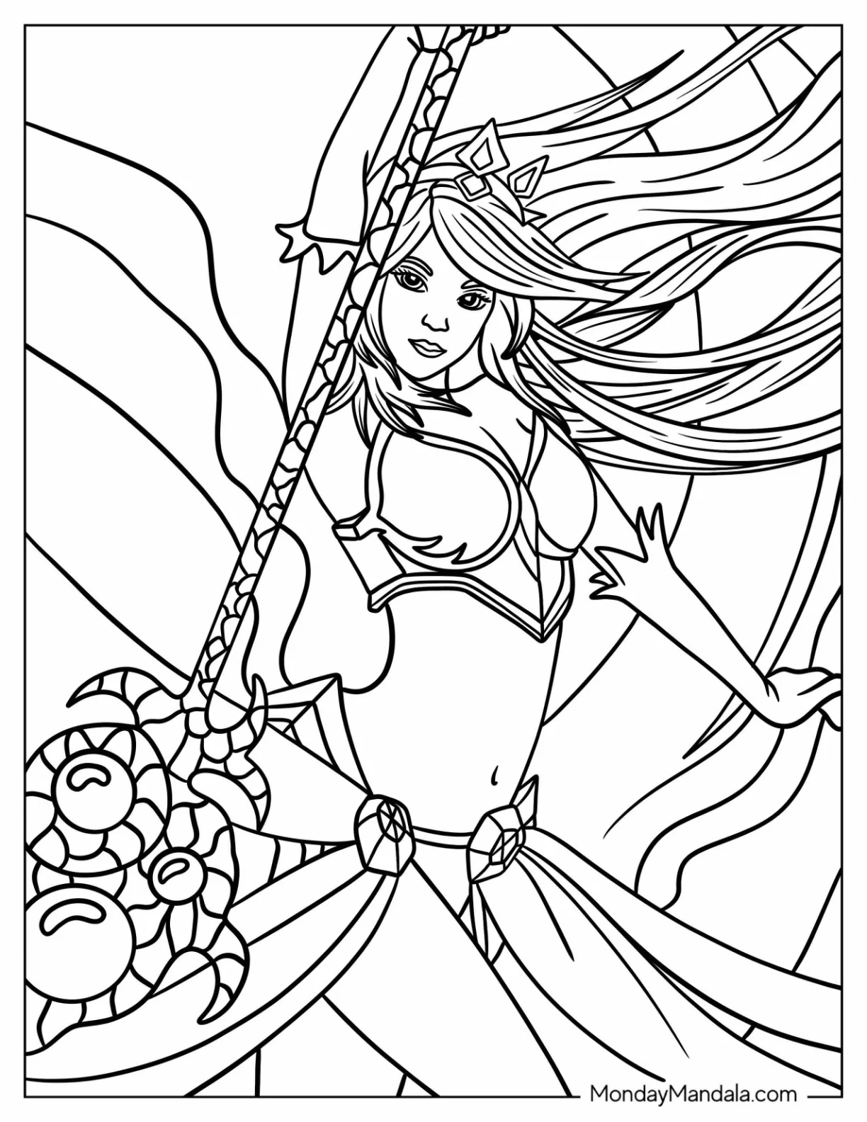 Janna The Storm's Fury League Of Legends Coloring Page coloring page — printable line art