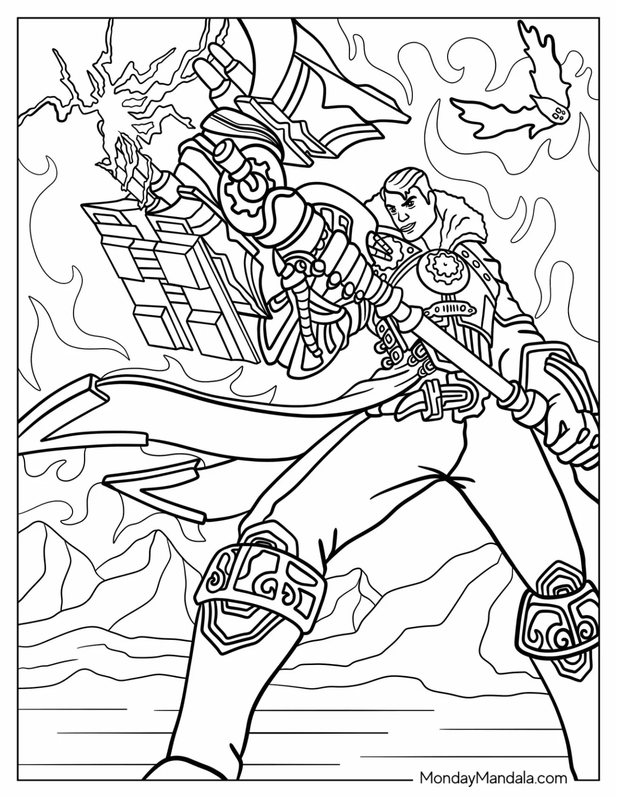 Jayce The Defender Of Tomorrow League Of Legends Coloring Page coloring page — printable line art