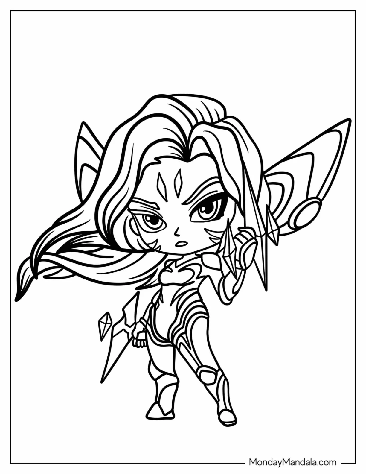 Kawaii Chibi Kai Sa League Of Legends Coloring Page For Kids coloring page