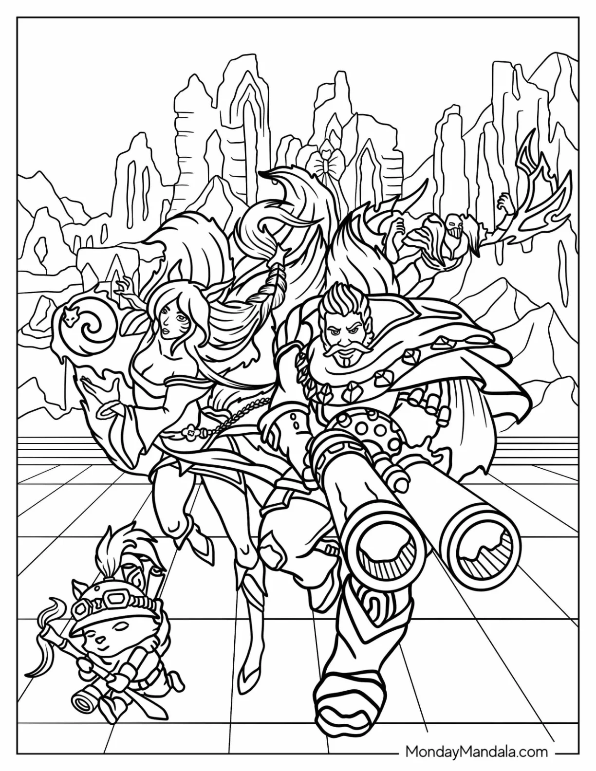 League Of Legends Coloring Page Ahri And Grave coloring page