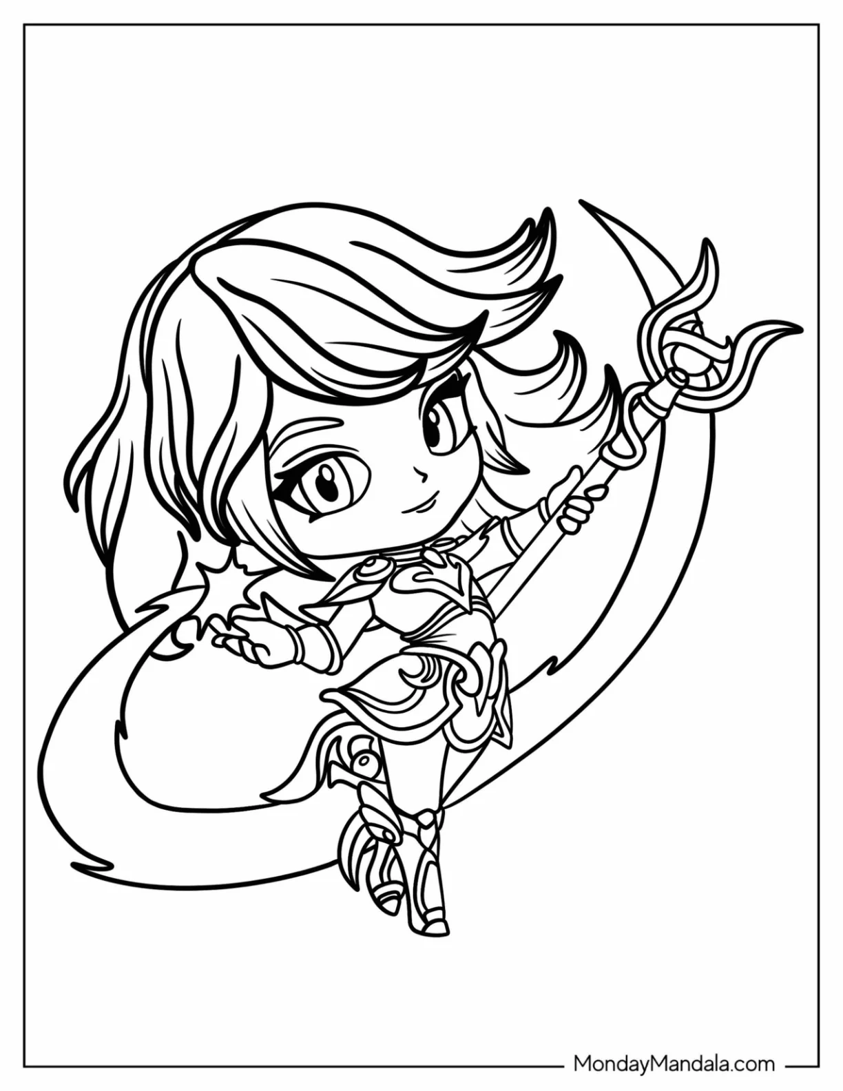 League Of Legends Coloring Page Chibi Lux For Preschoolers coloring page