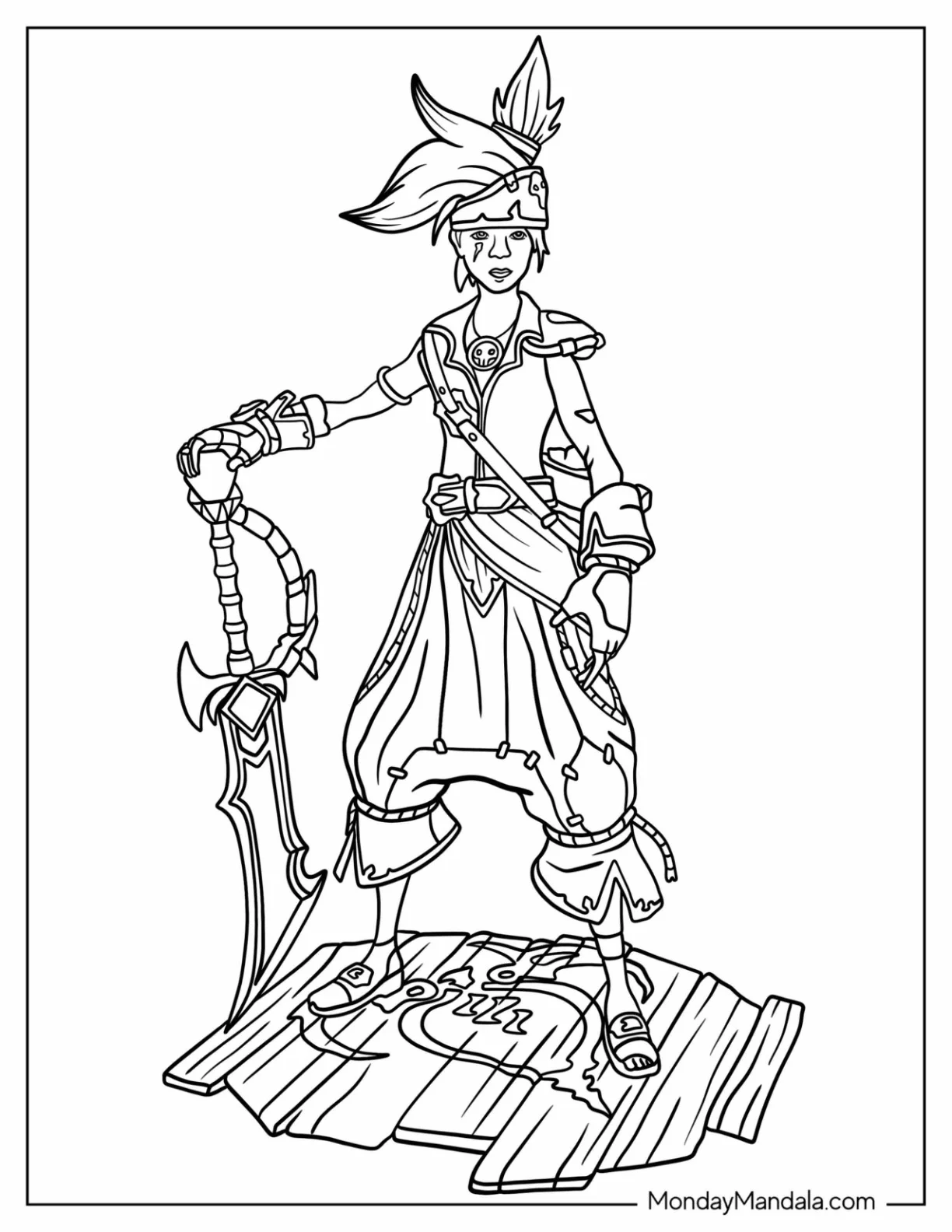 League Of Legends Coloring Page Detailed Of Outline Of Pirate Ekko coloring page