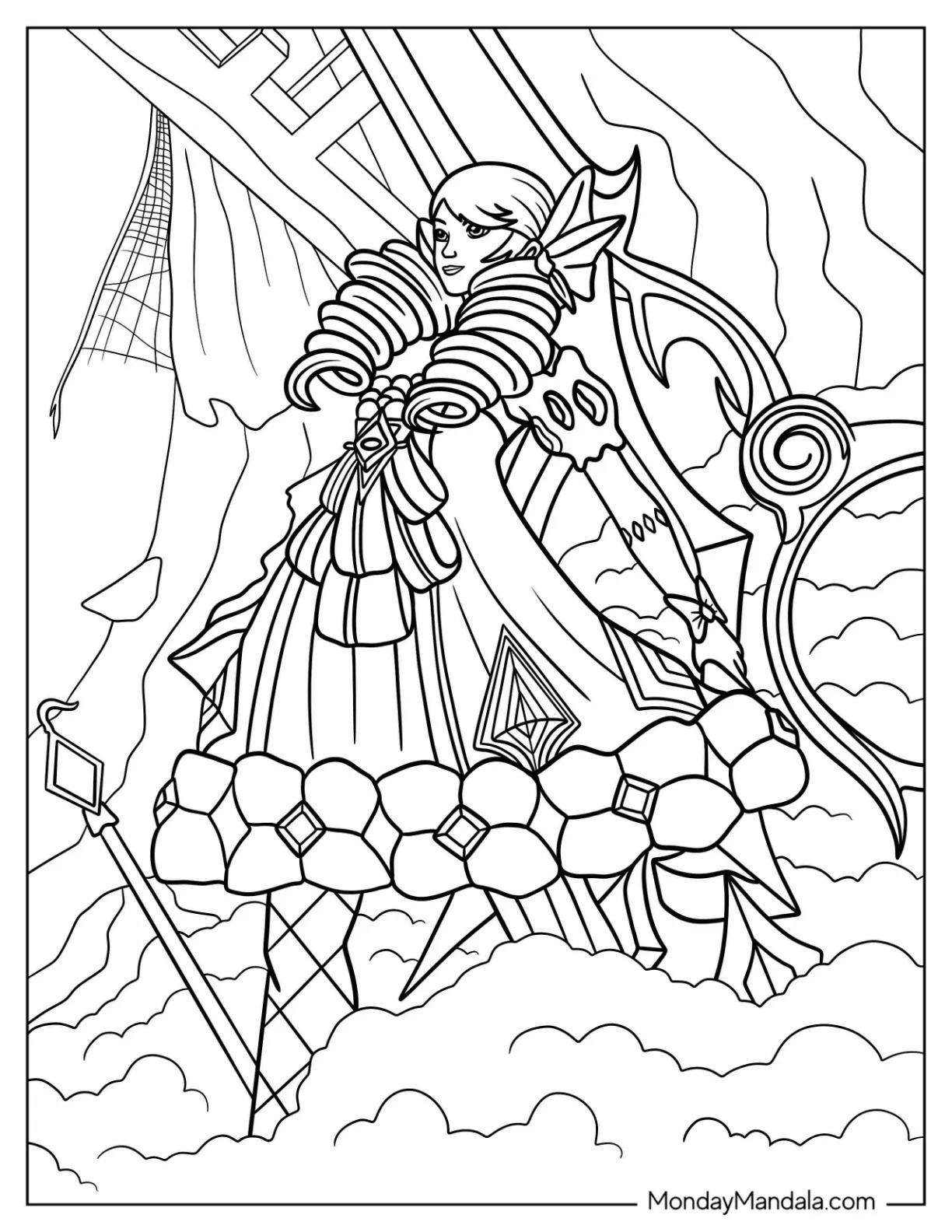 League Of Legends Coloring Page Gwen The Hallowed Seamstress coloring page