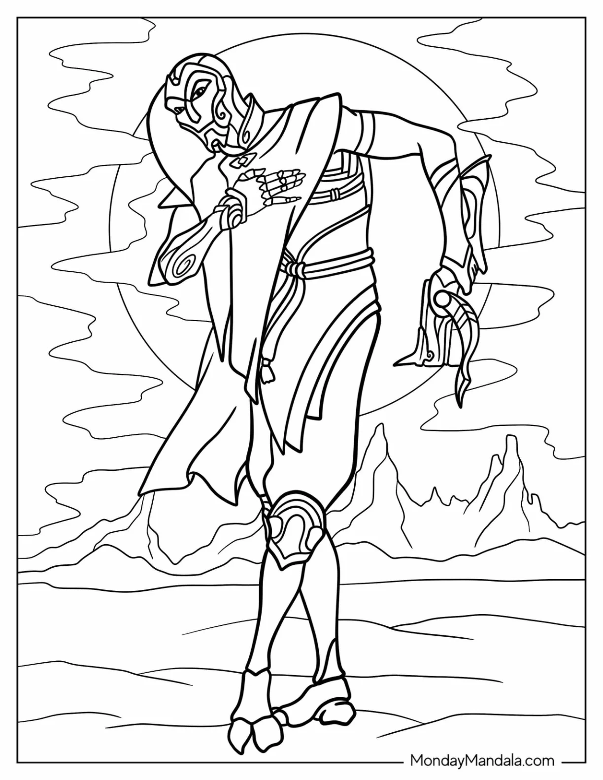 League Of Legends Coloring Page Jhin The Virtuoso coloring page — printable line art