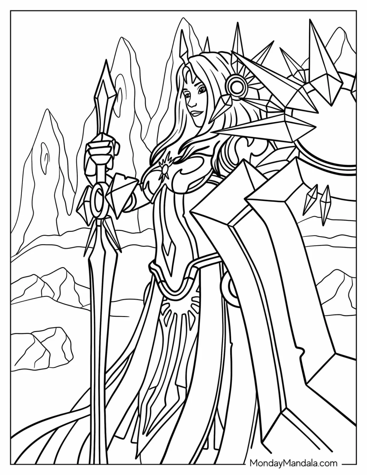 Leona The Radiant Dawn League Of Legends Coloring Page coloring page — printable line art