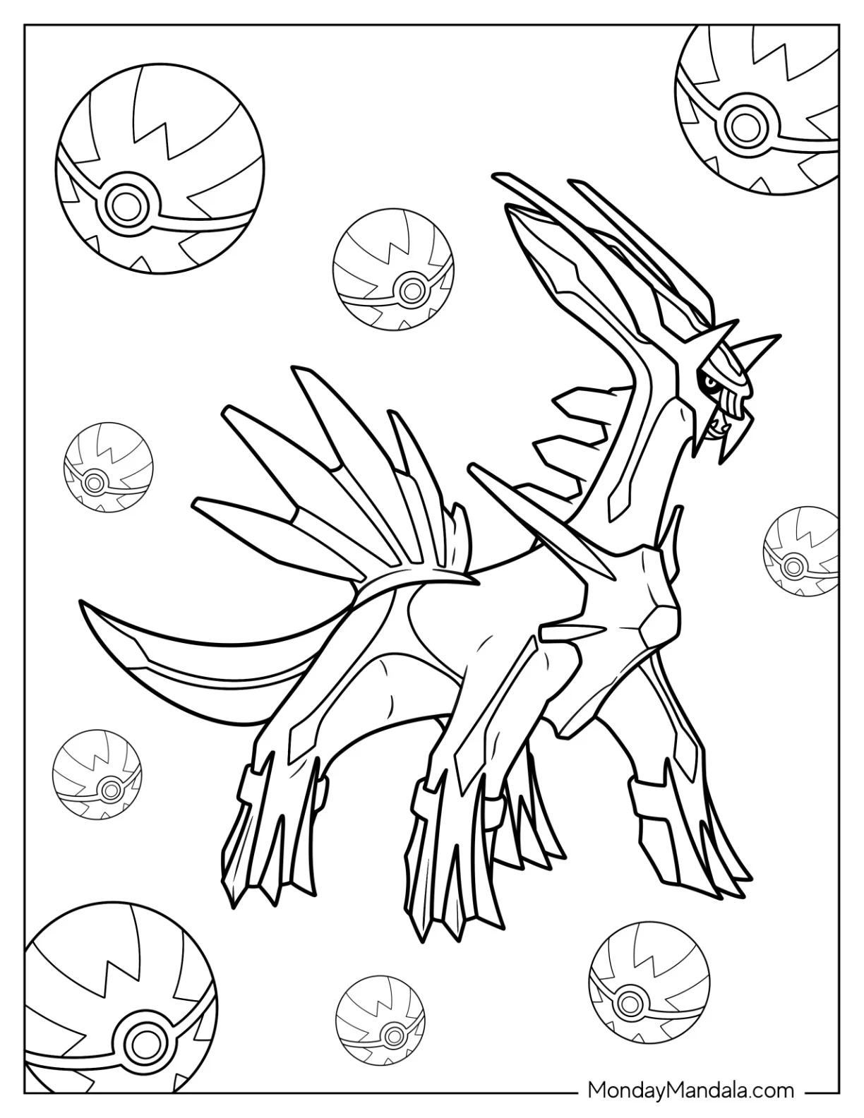 Dialga Temporal Legendary Pokemon Coloring Page coloring page