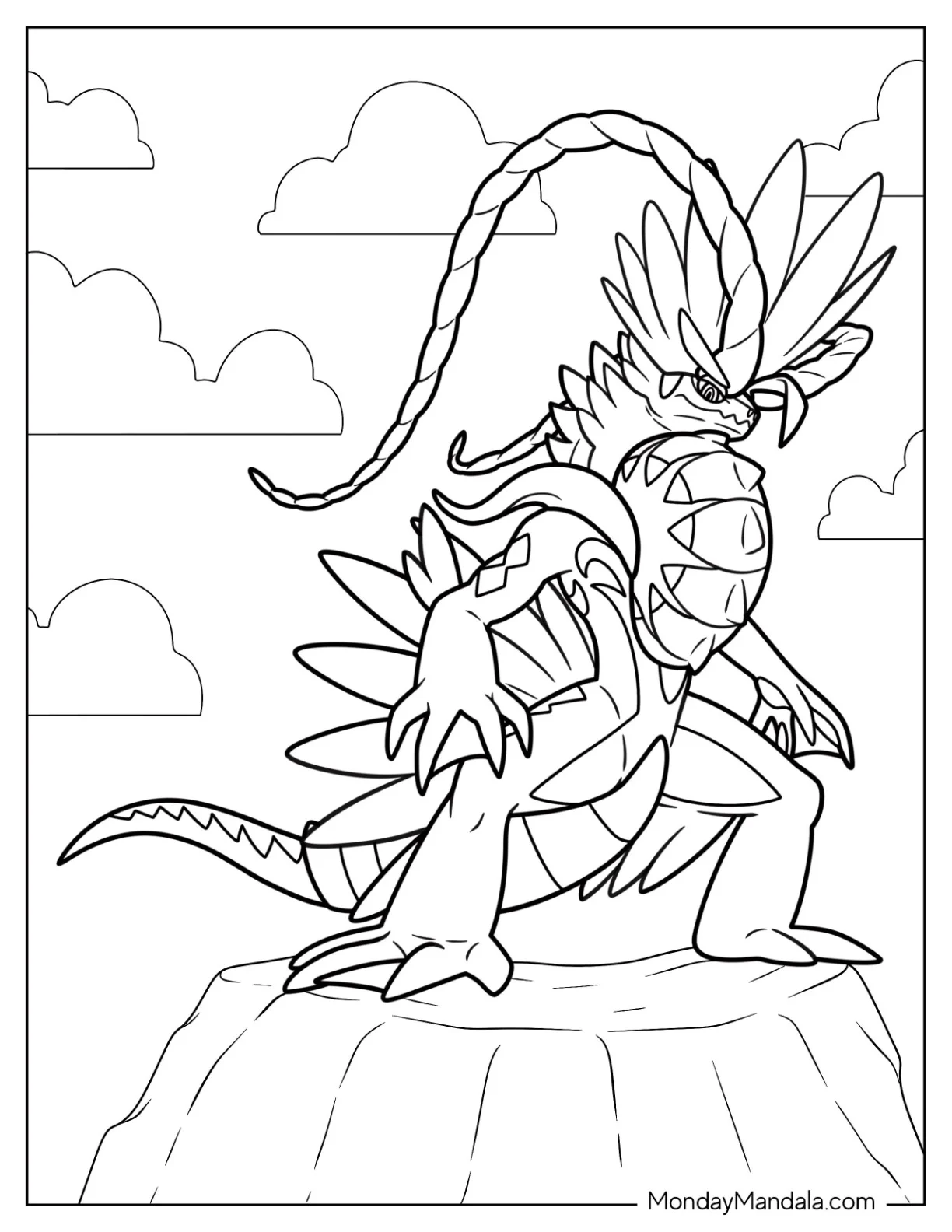 Koraidon Electric Dragon Legendary Pokemon Coloring Page coloring page