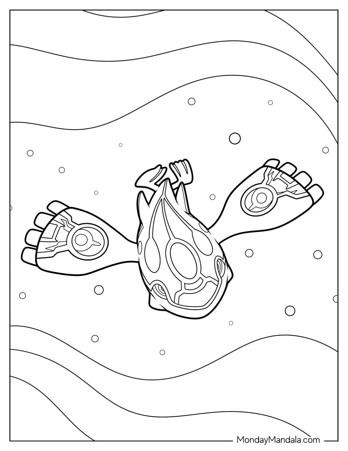 Kyogre Under Water Legendary Pokemon Coloring Page coloring page — printable line art