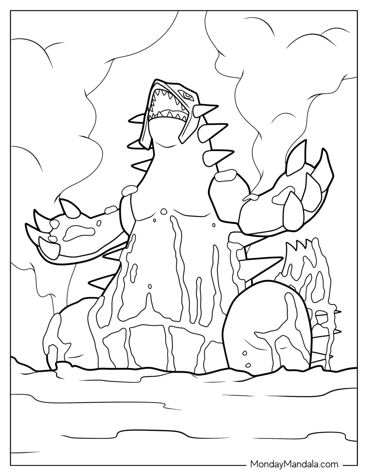 Legendary Pokemon Coloring Page Of Groudon Rising From Lava coloring page